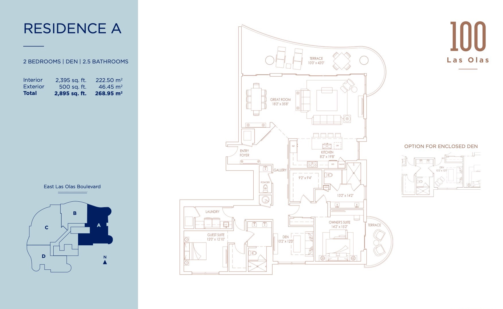 Floor Plan for 100 Las Olas Floorplans, Residence A