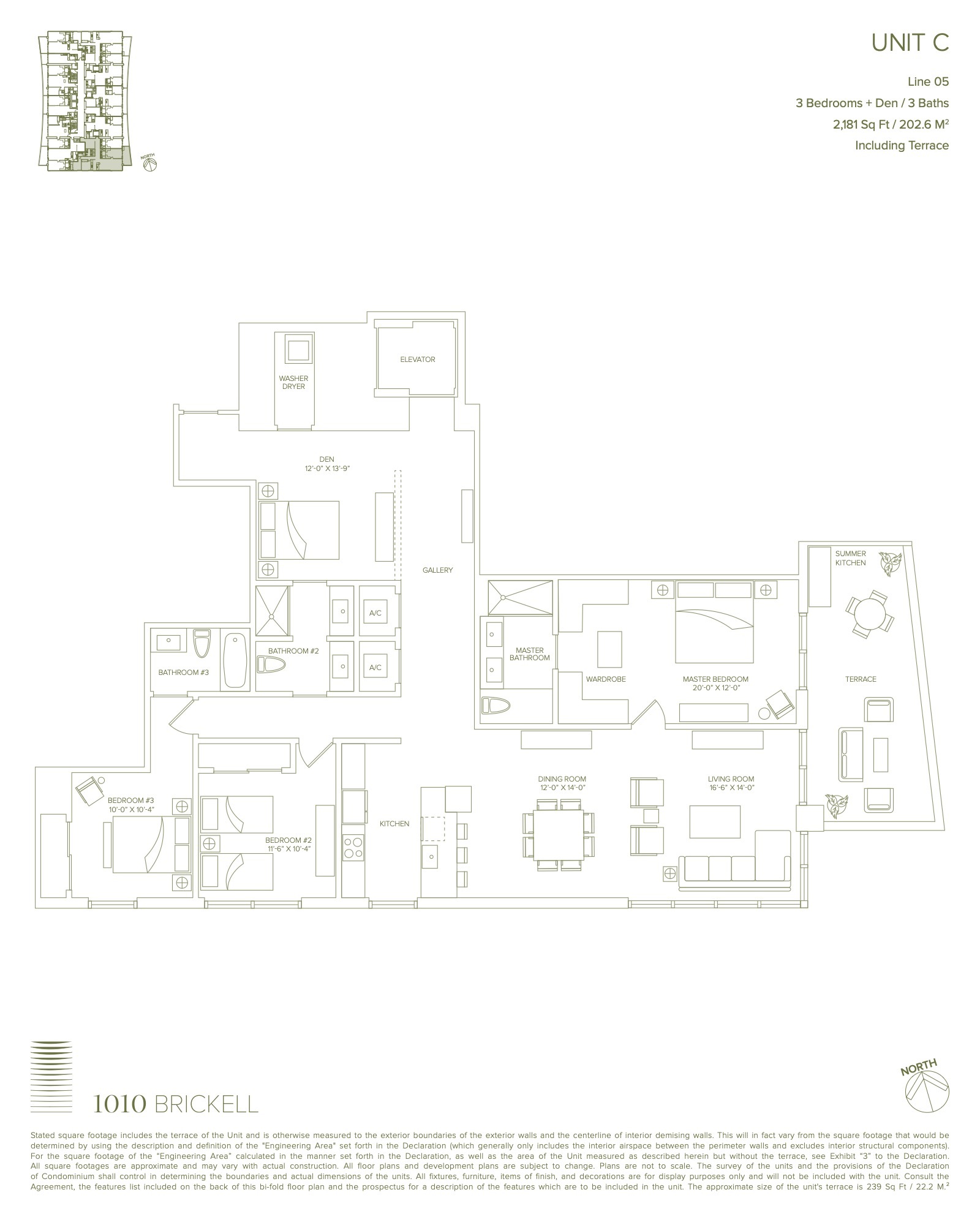 Floor Plan for 1010 Brickell Floorplans, Unit C