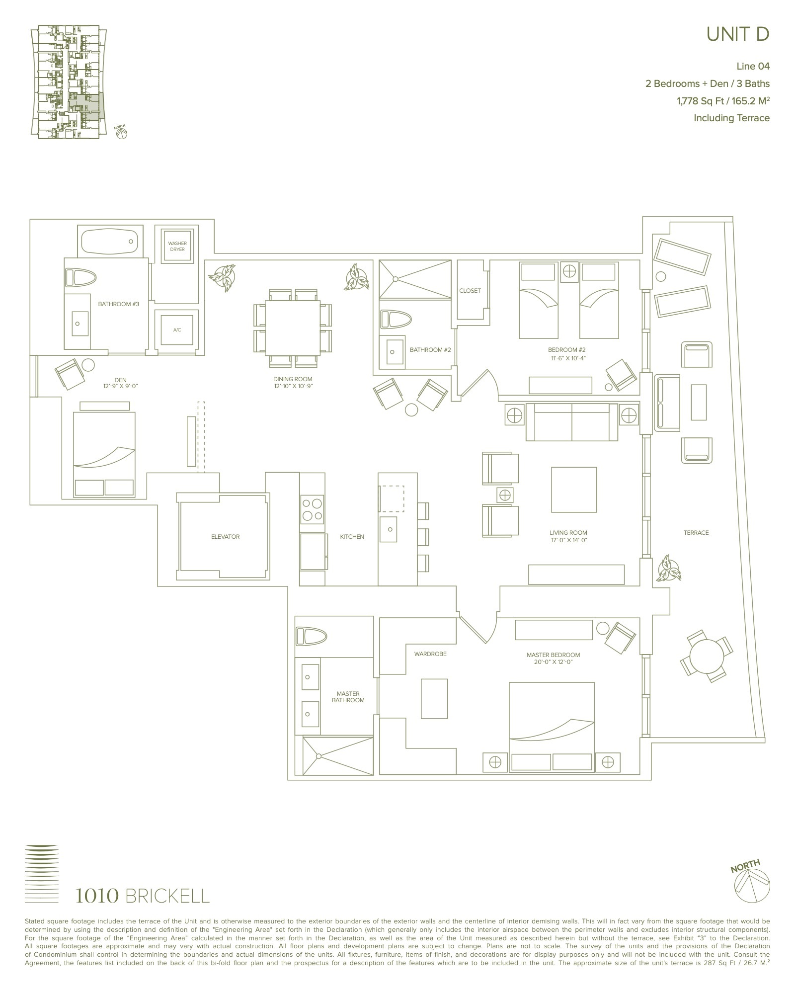 Floor Plan for 1010 Brickell Floorplans, Unit D