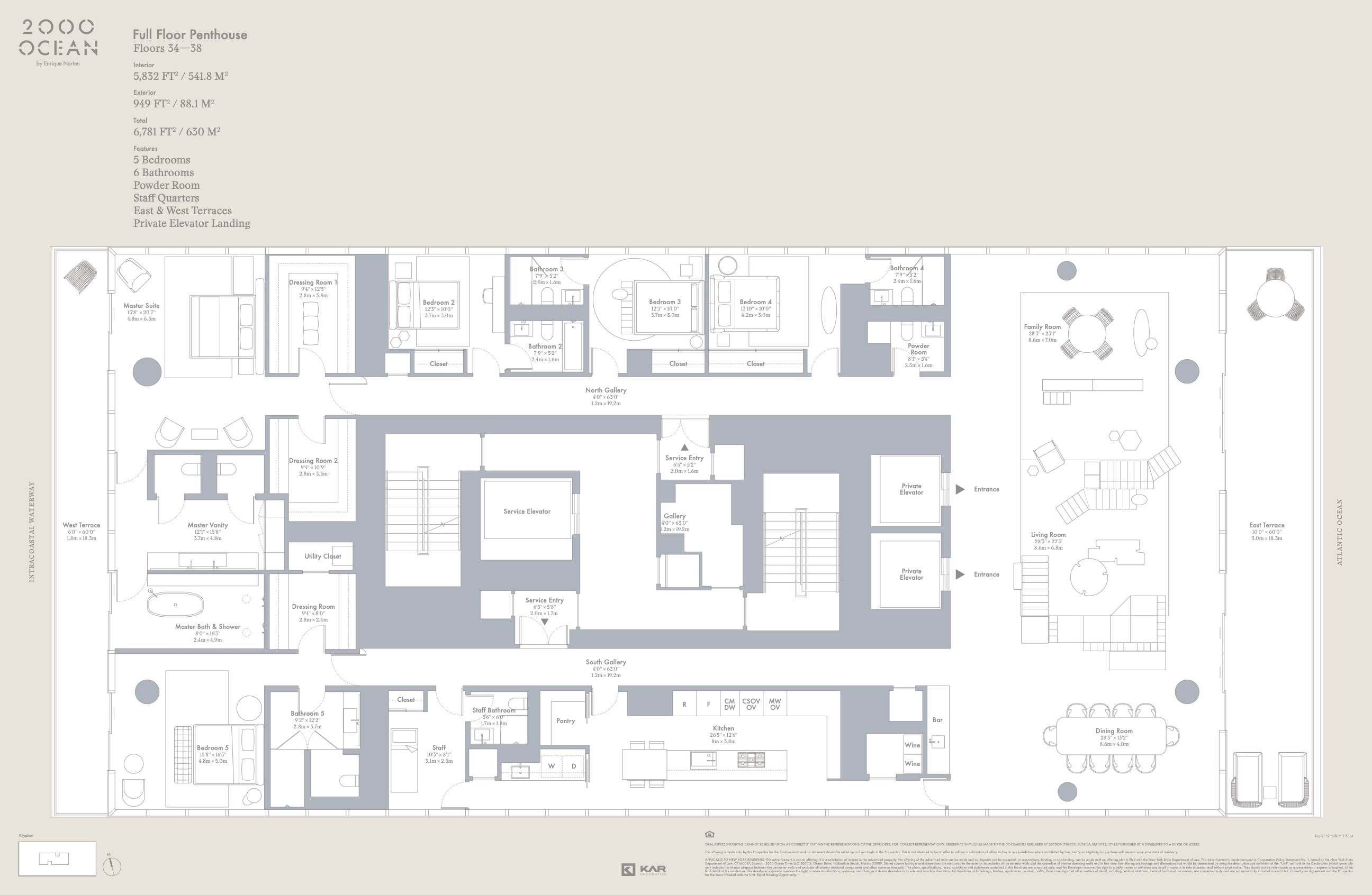 Floor Plan for 2000 Ocean Hallandale Beach Floorplans, Full Floor Penthouse
