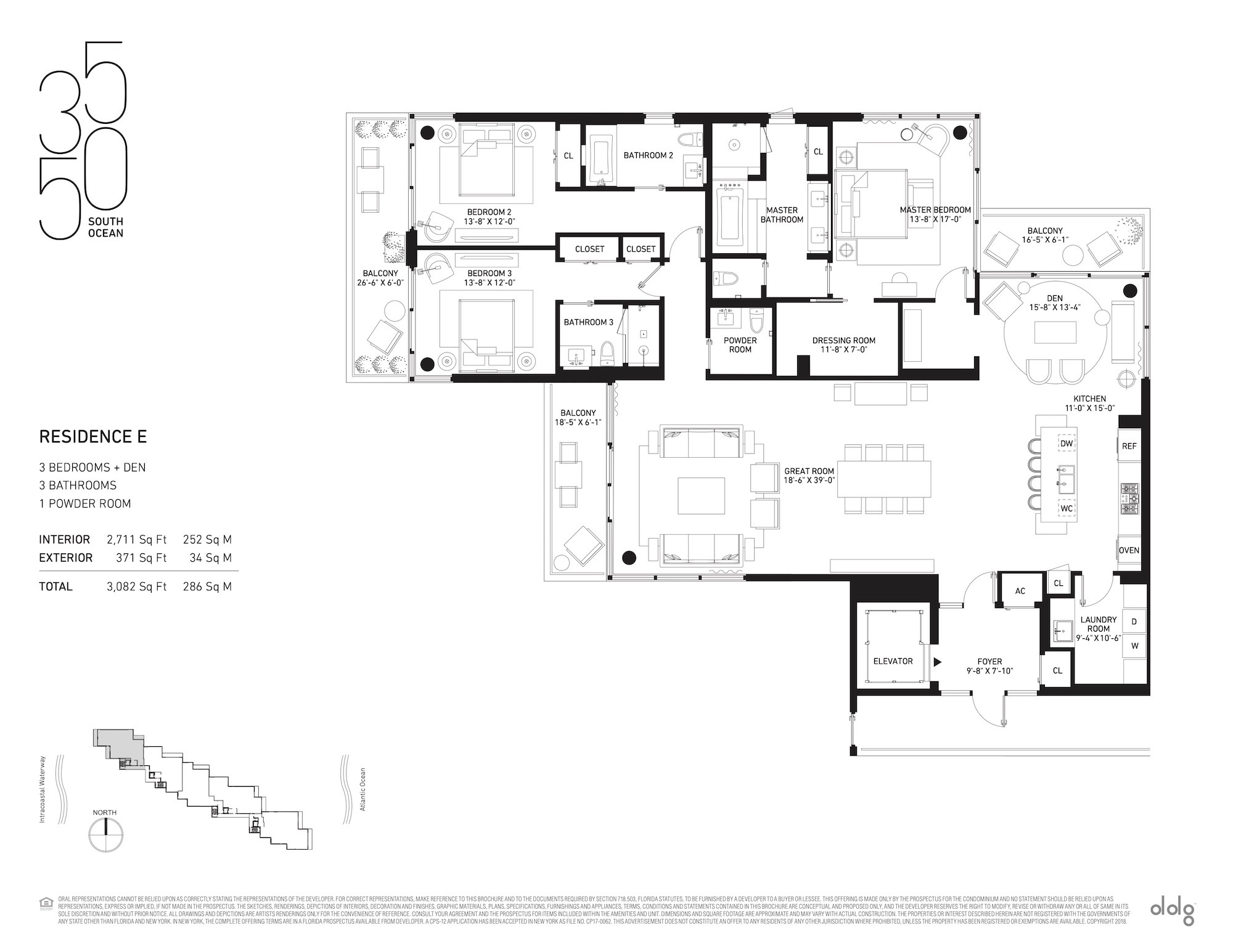 Floor Plan for 3550 South Ocean Floorplans, Residence E