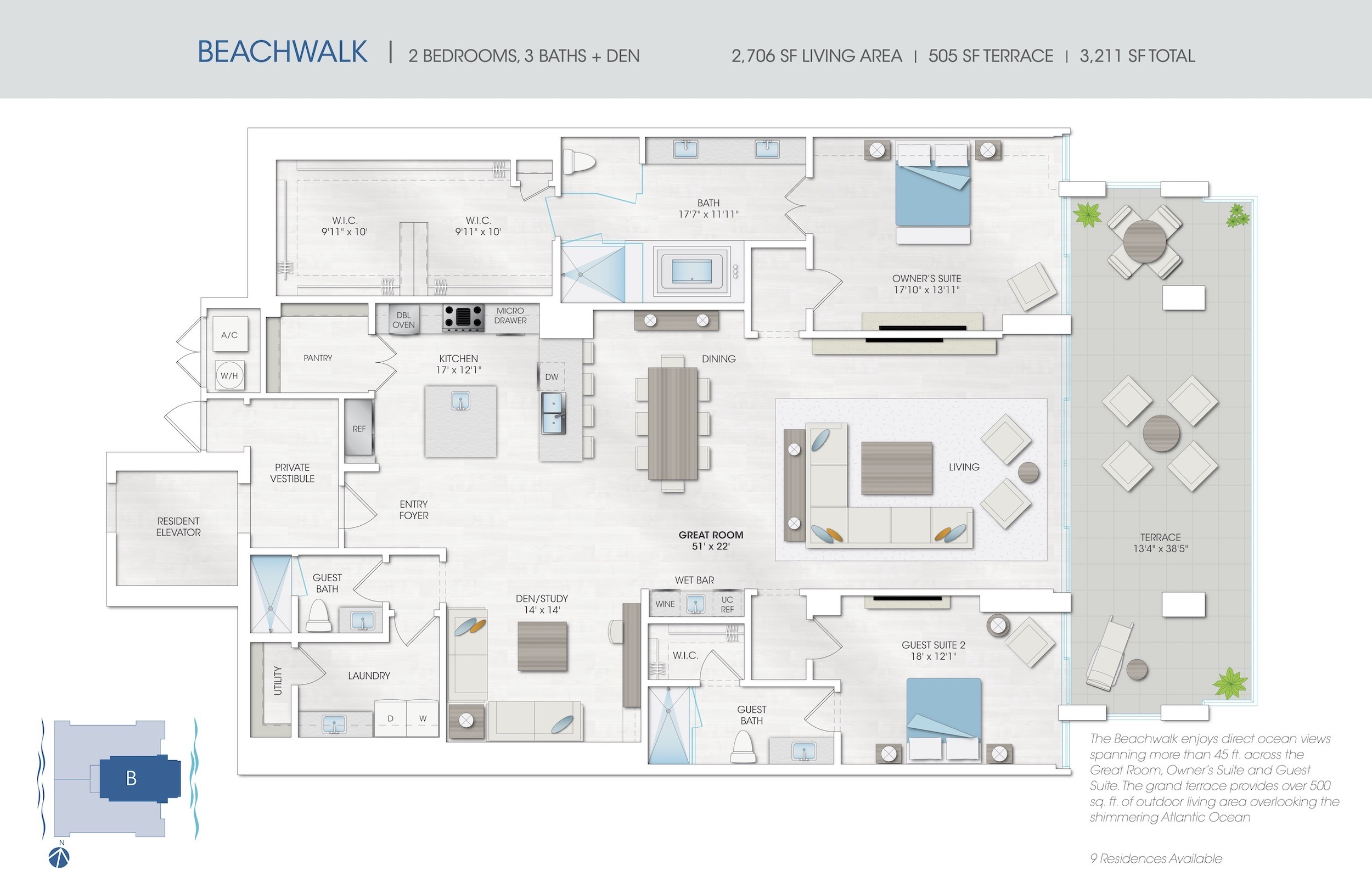 Floor Plan for 5000 North Ocean Floorplans, Beachwalk