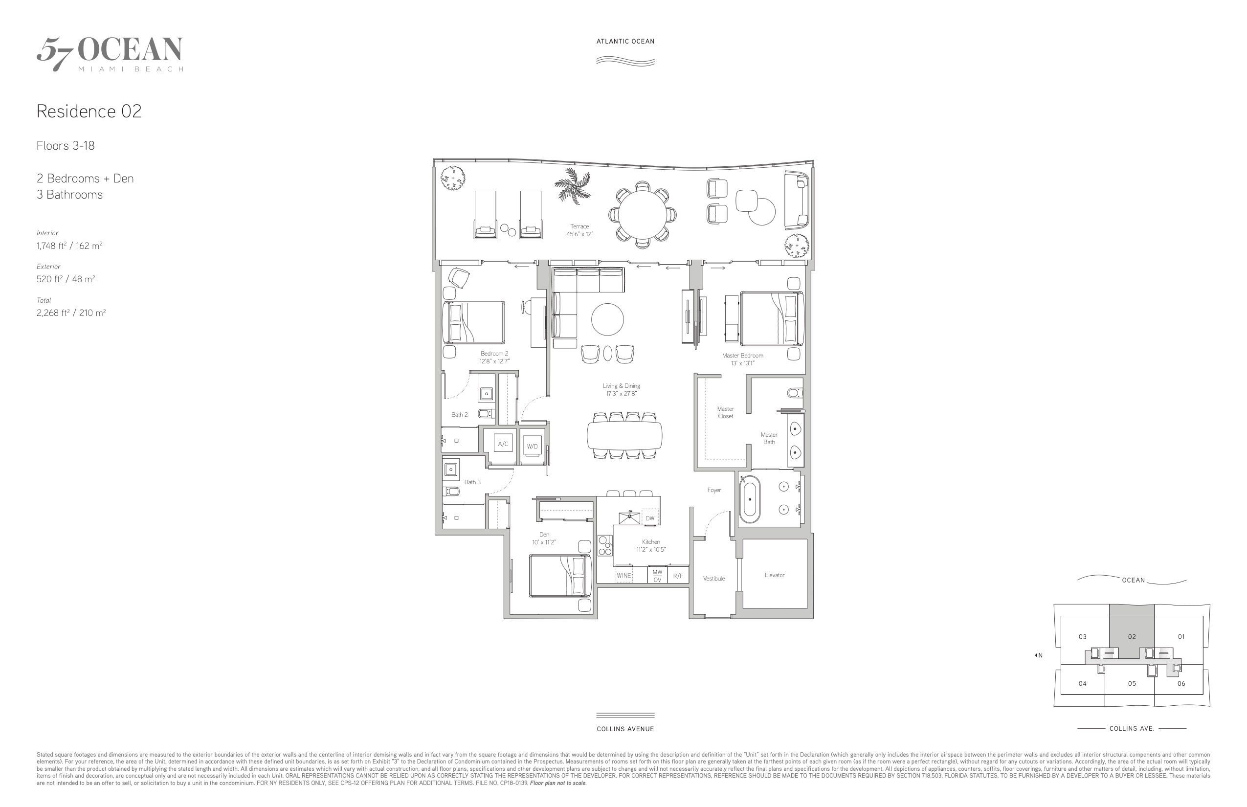 Floor Plan for 57 Ocean Miami Beach Floorplans, Residence 02