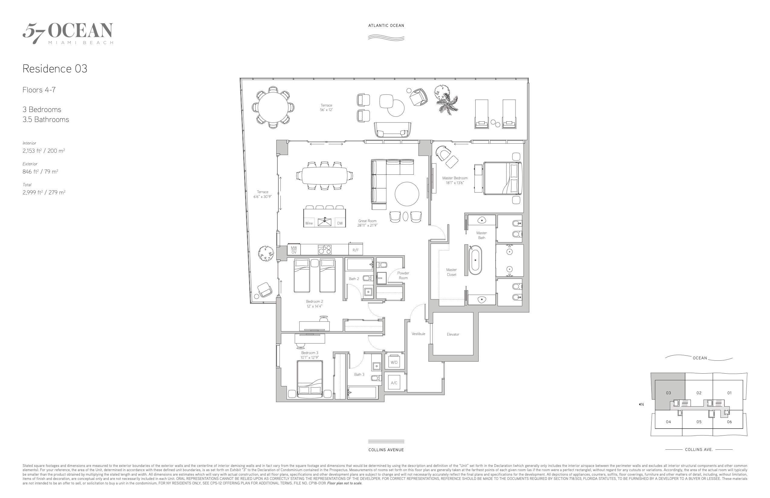 Floor Plan for 57 Ocean Miami Beach Floorplans, Residence 03