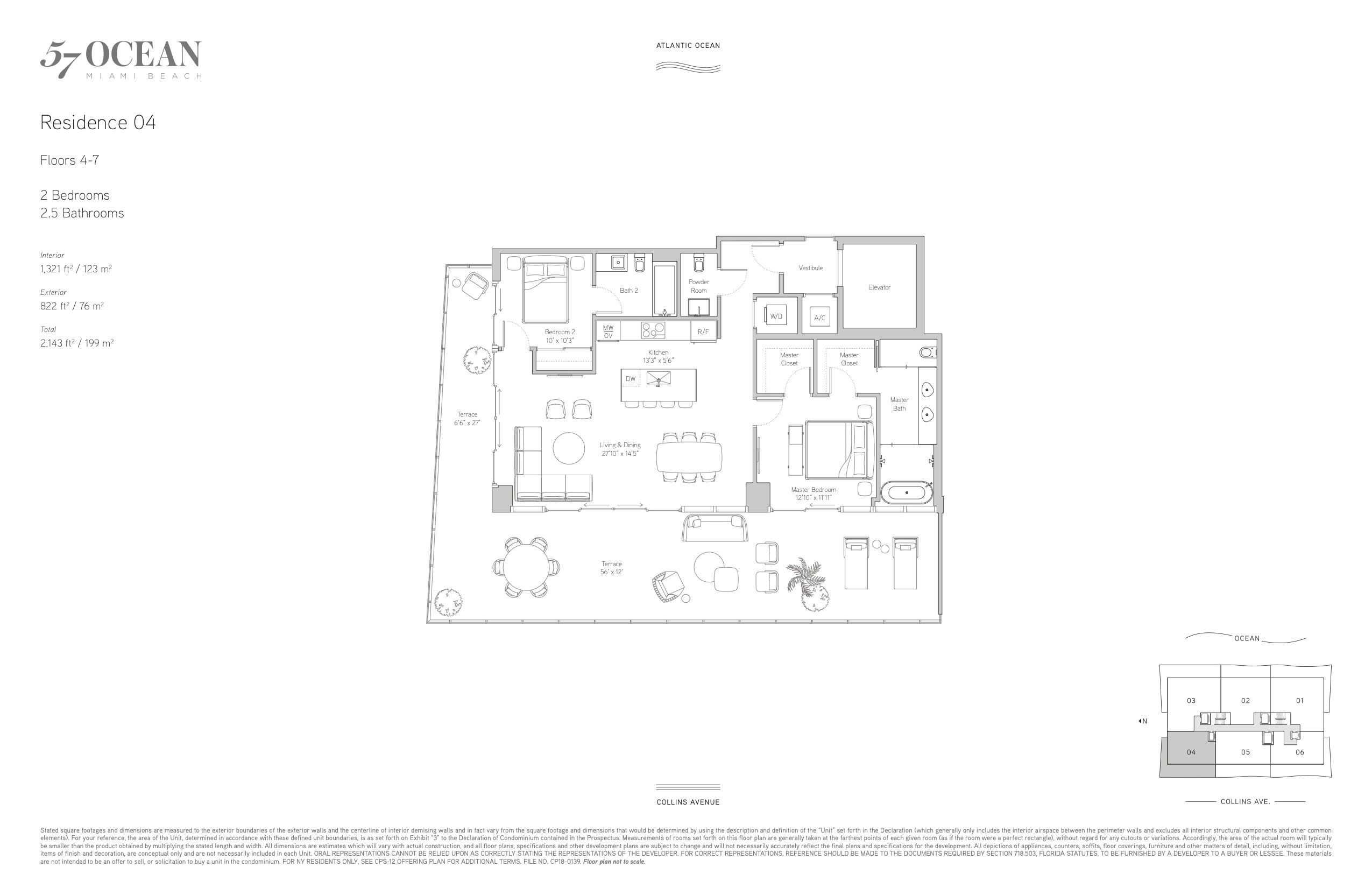 Floor Plan for 57 Ocean Miami Beach Floorplans, Residence 04