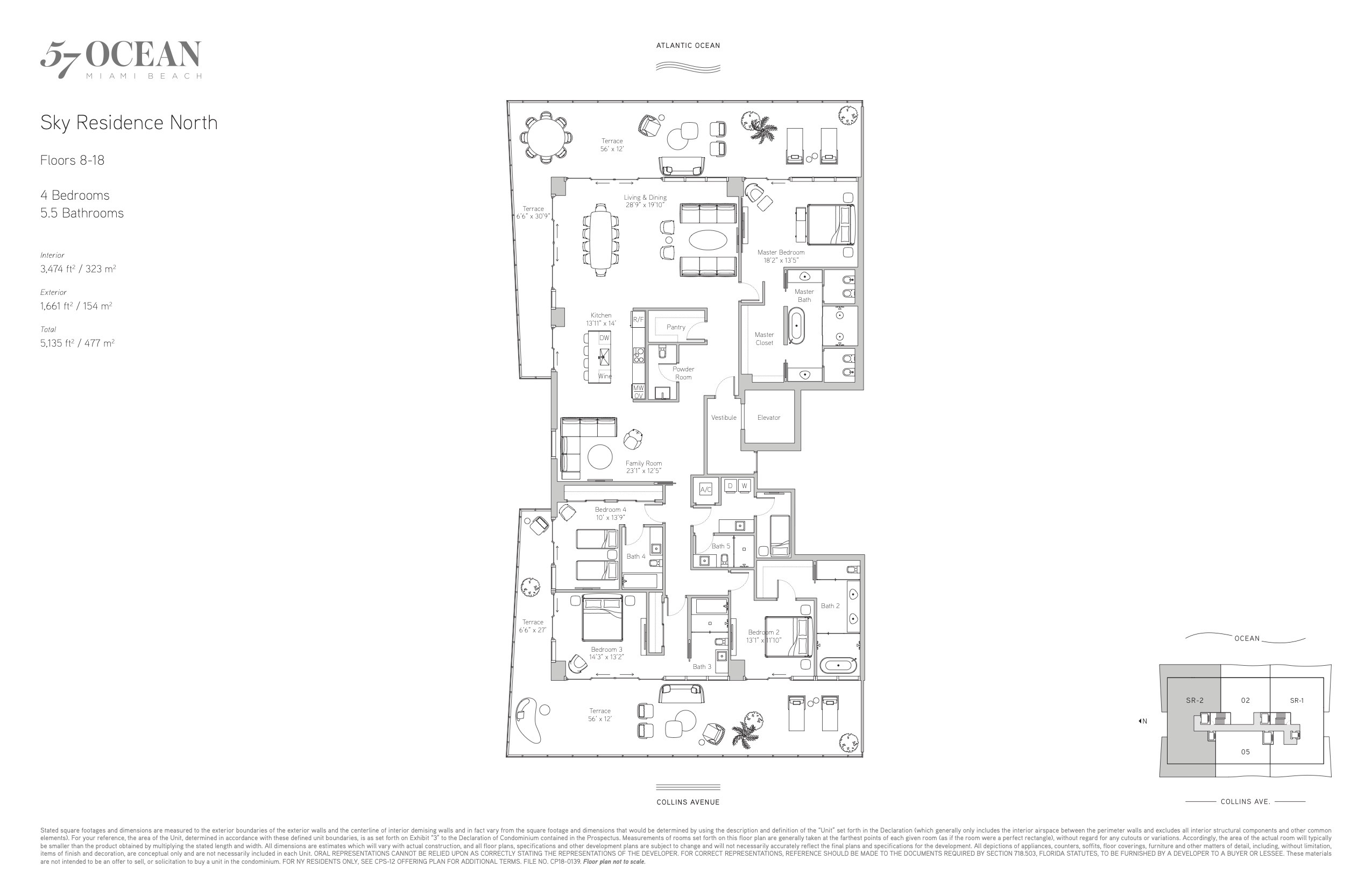 Floor Plan for 57 Ocean Miami Beach Floorplans, Sky Residence North
