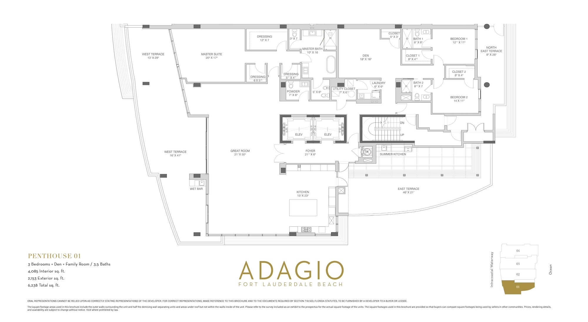 Floor Plan for Adagio Floorplans, Penthouse 01