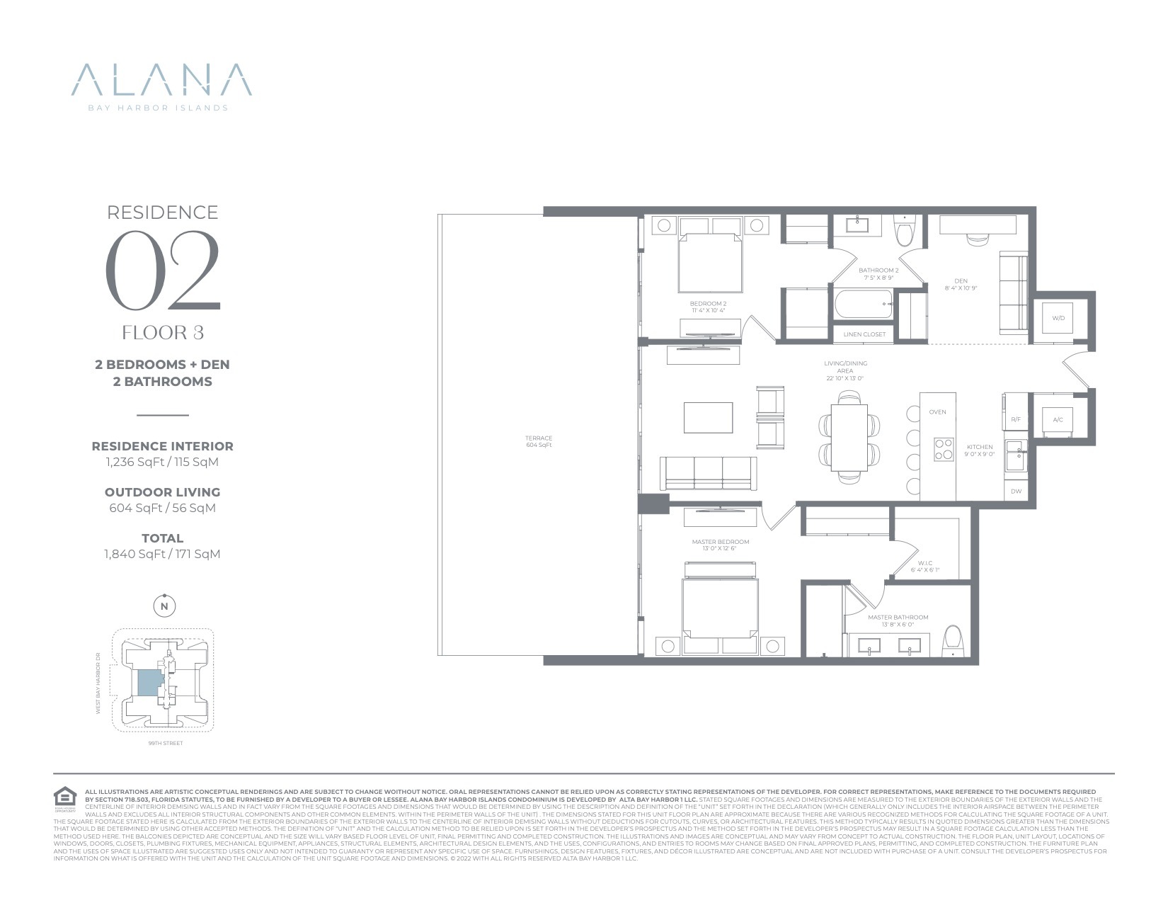 Floor Plan for Alana Bay Harbor Island Floorplans, Residence 02