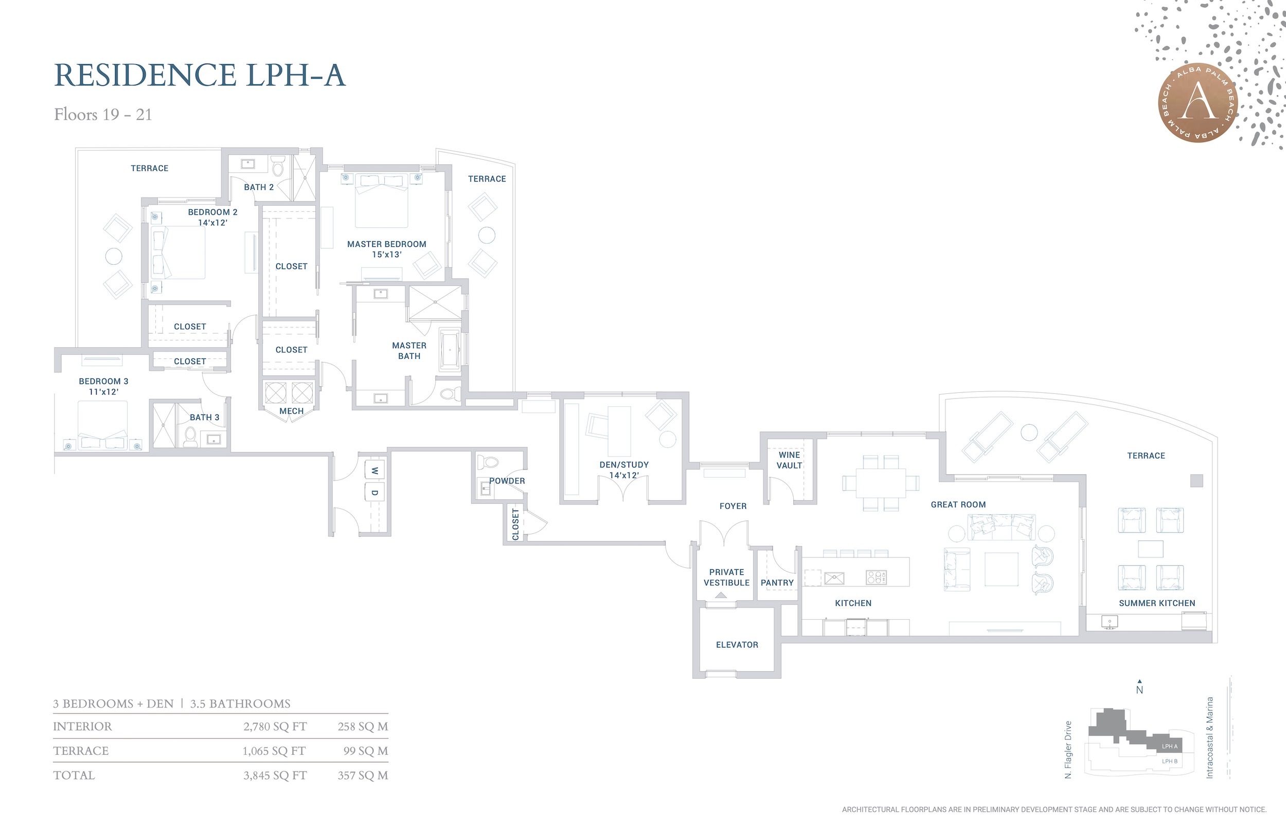 Floor Plan for Alba Floorplans, Residence LPH-A