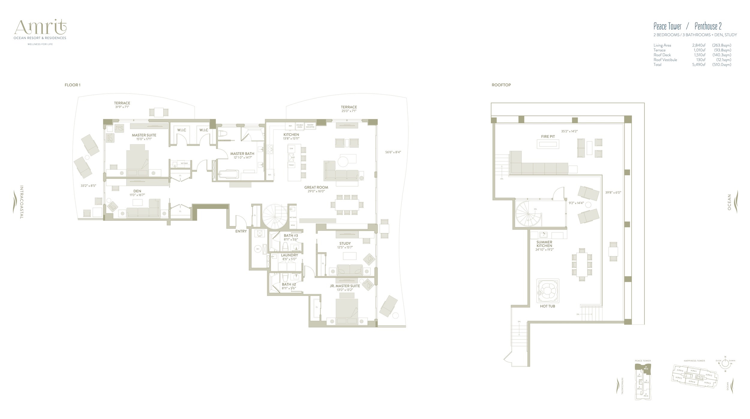 Floor Plan for Amrit Floorplans, Peace Towers Penthouse 2