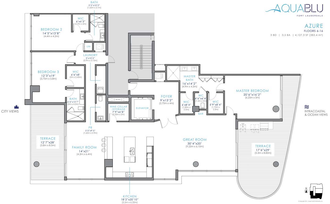 Floor Plan for AquaBlu Fort Lauderdale Floorplans, Azure