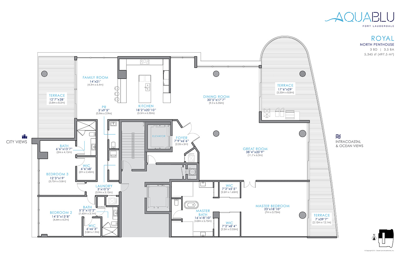 Floor Plan for AquaBlu Fort Lauderdale Floorplans, Royal North Penthouse