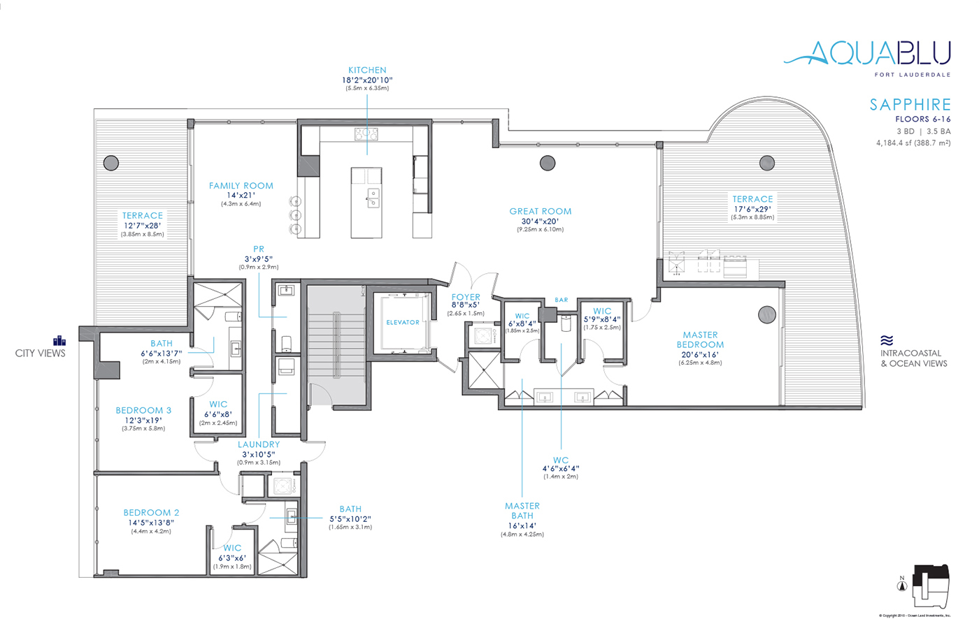 Floor Plan for AquaBlu Fort Lauderdale Floorplans, Sapphire
