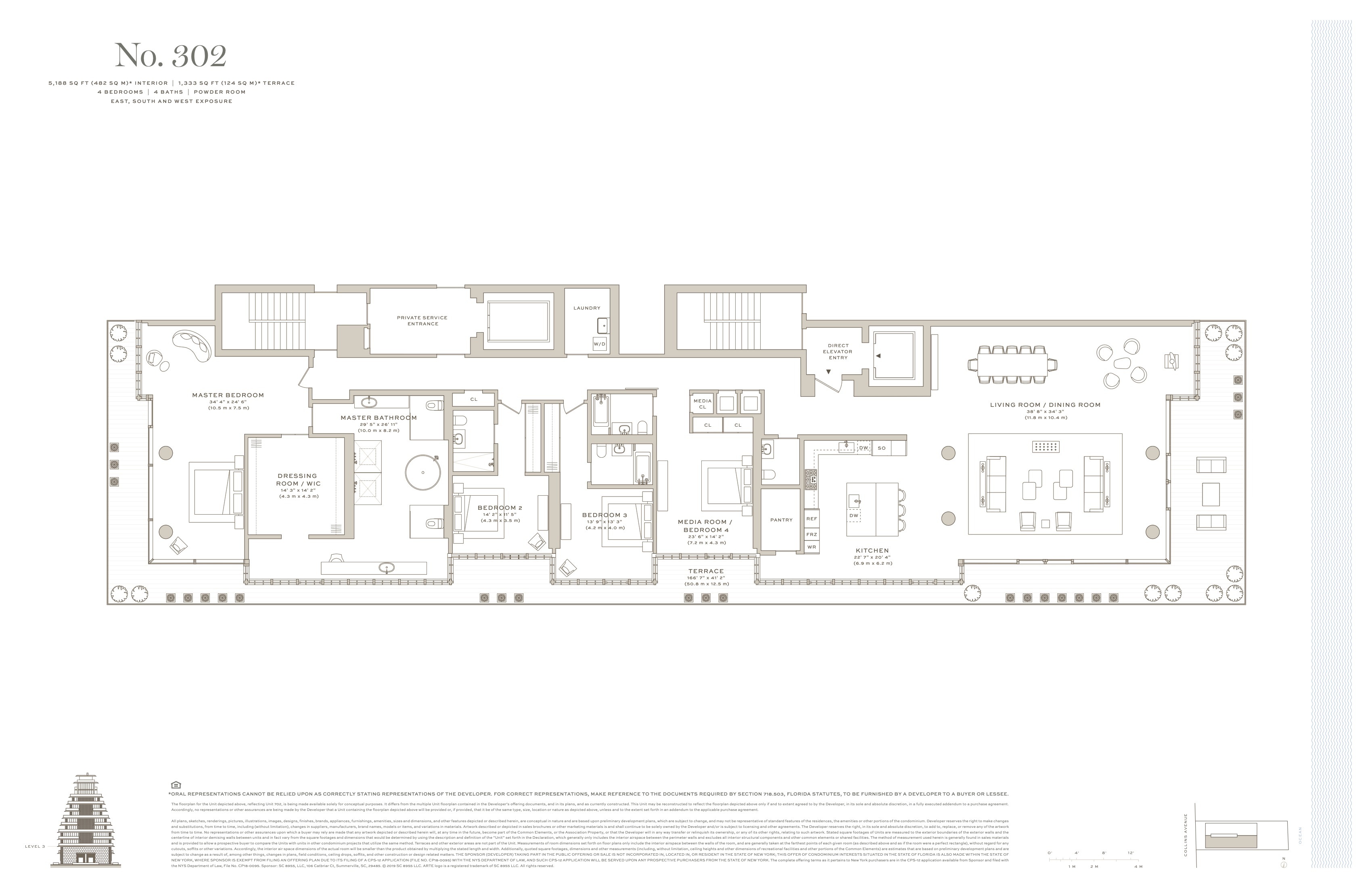 Floor Plan for Arte Surfside Floorplans, No 302