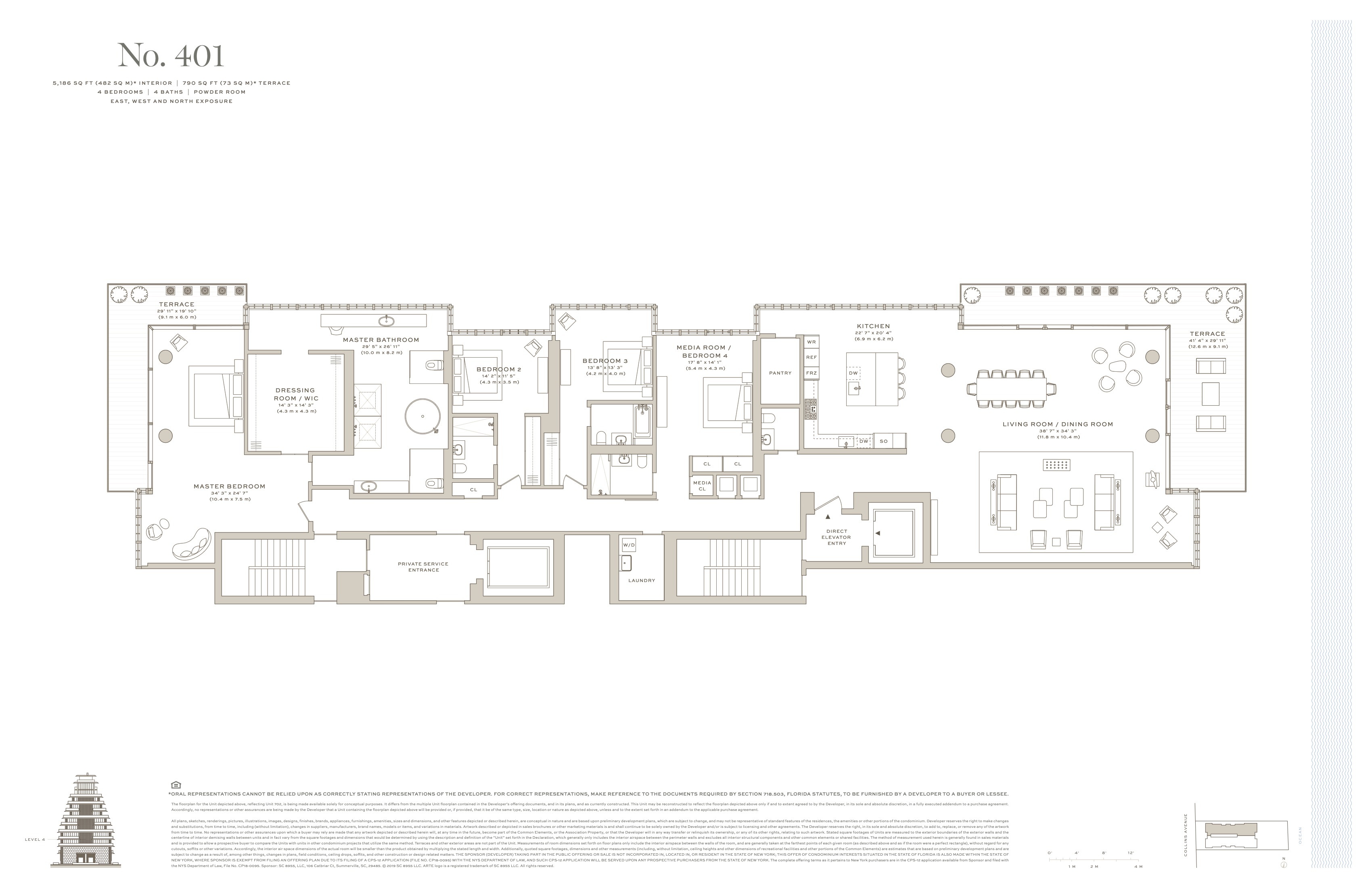 Floor Plan for Arte Surfside Floorplans, No 401