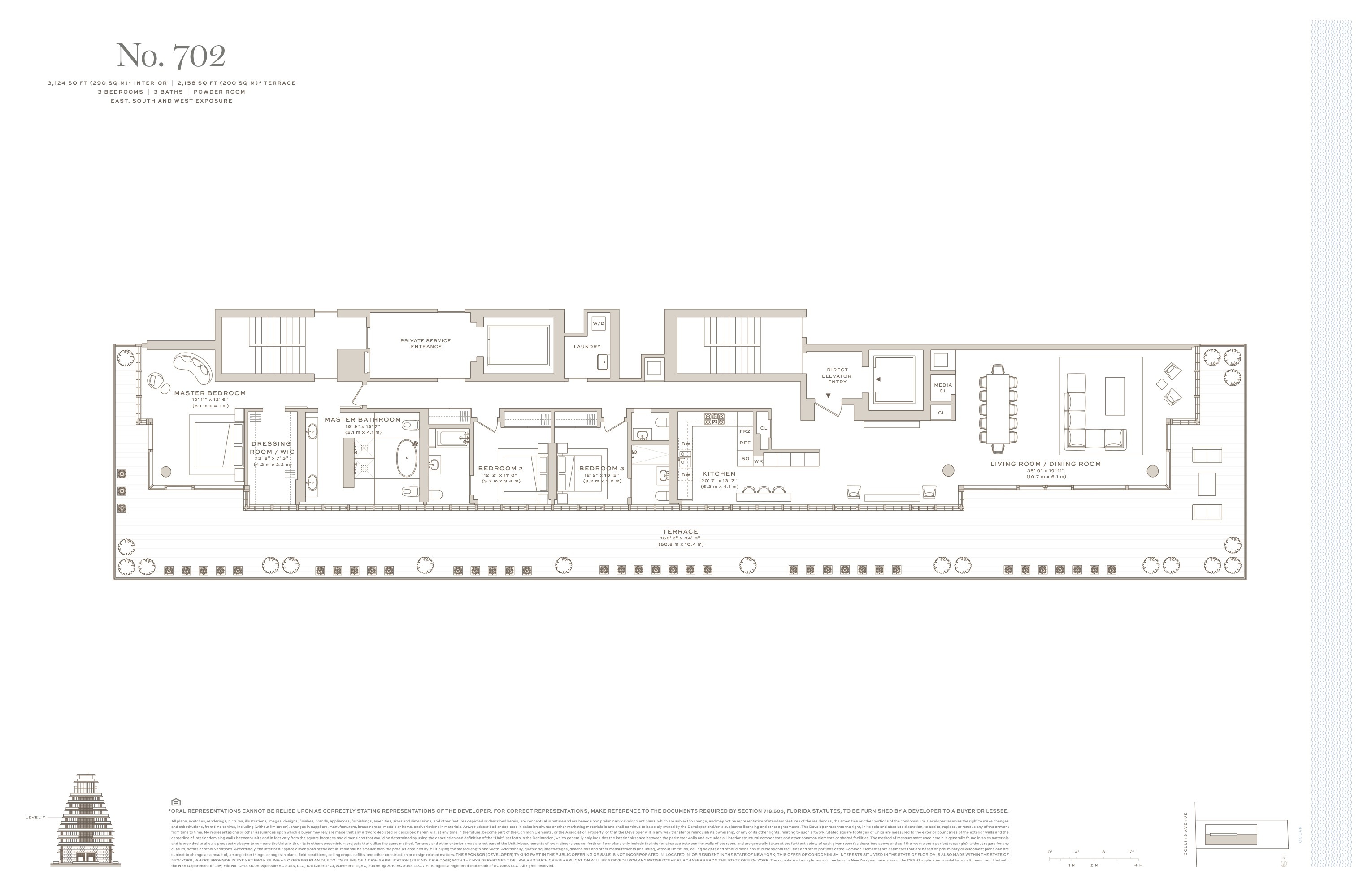 Floor Plan for Arte Surfside Floorplans, No 702