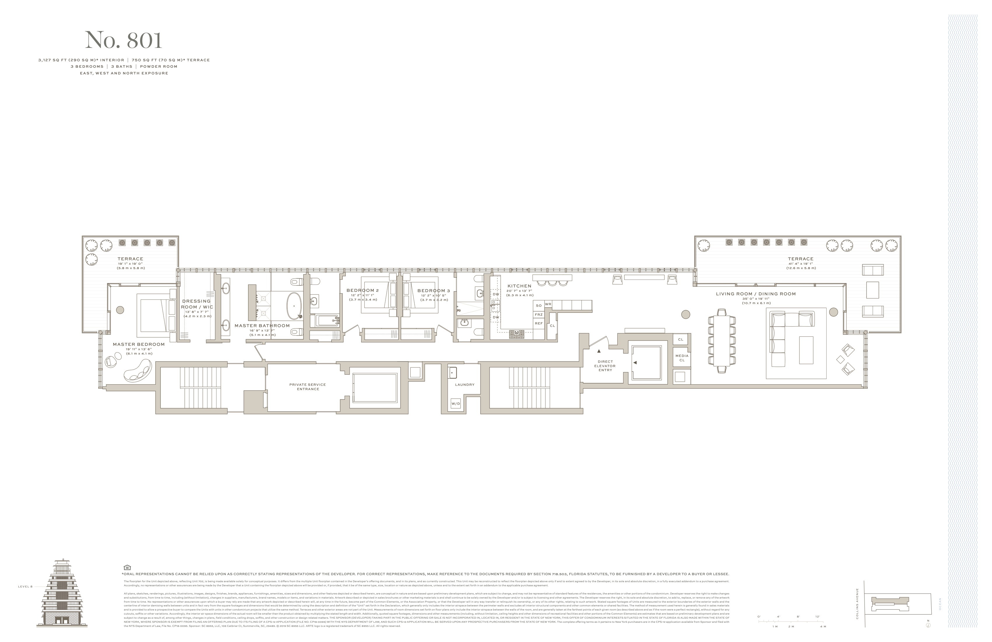 Floor Plan for Arte Surfside Floorplans, No 801