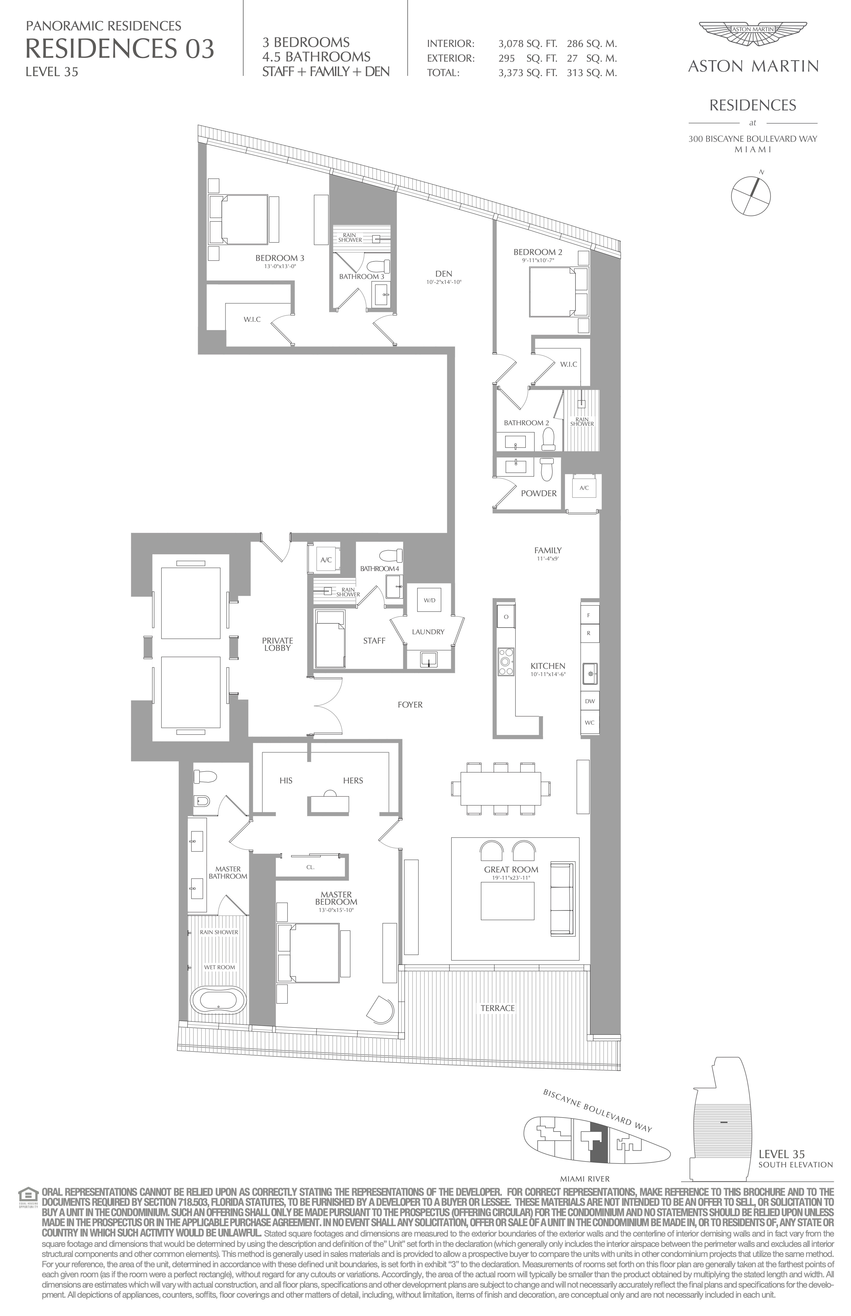 Floor Plan for Aston Martin Residences Floorplans, Residence 03