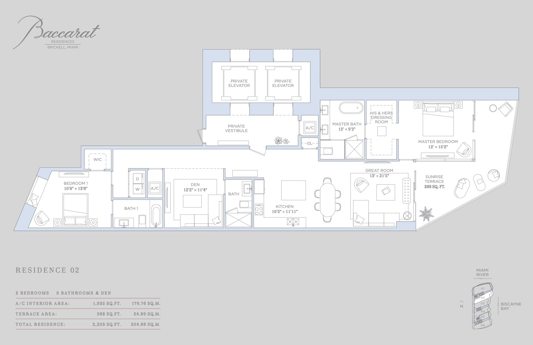 Floor Plan for Baccarat Brickell Floorplans, Residence 02