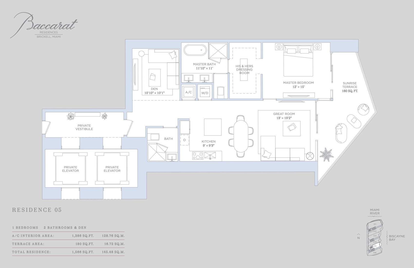 Floor Plan for Baccarat Brickell Floorplans, Residence 05