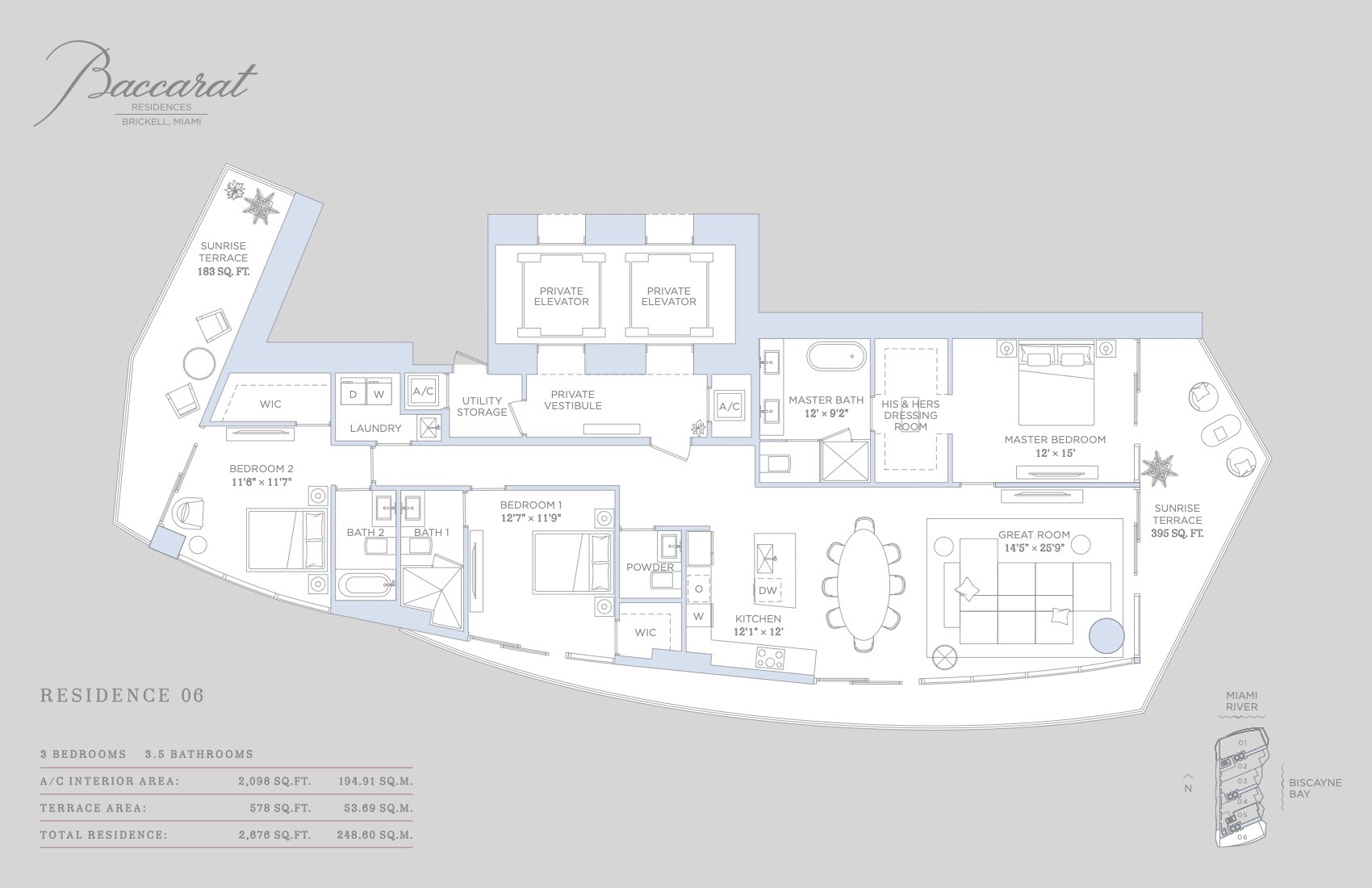 Floor Plan for Baccarat Brickell Floorplans, Residence 06