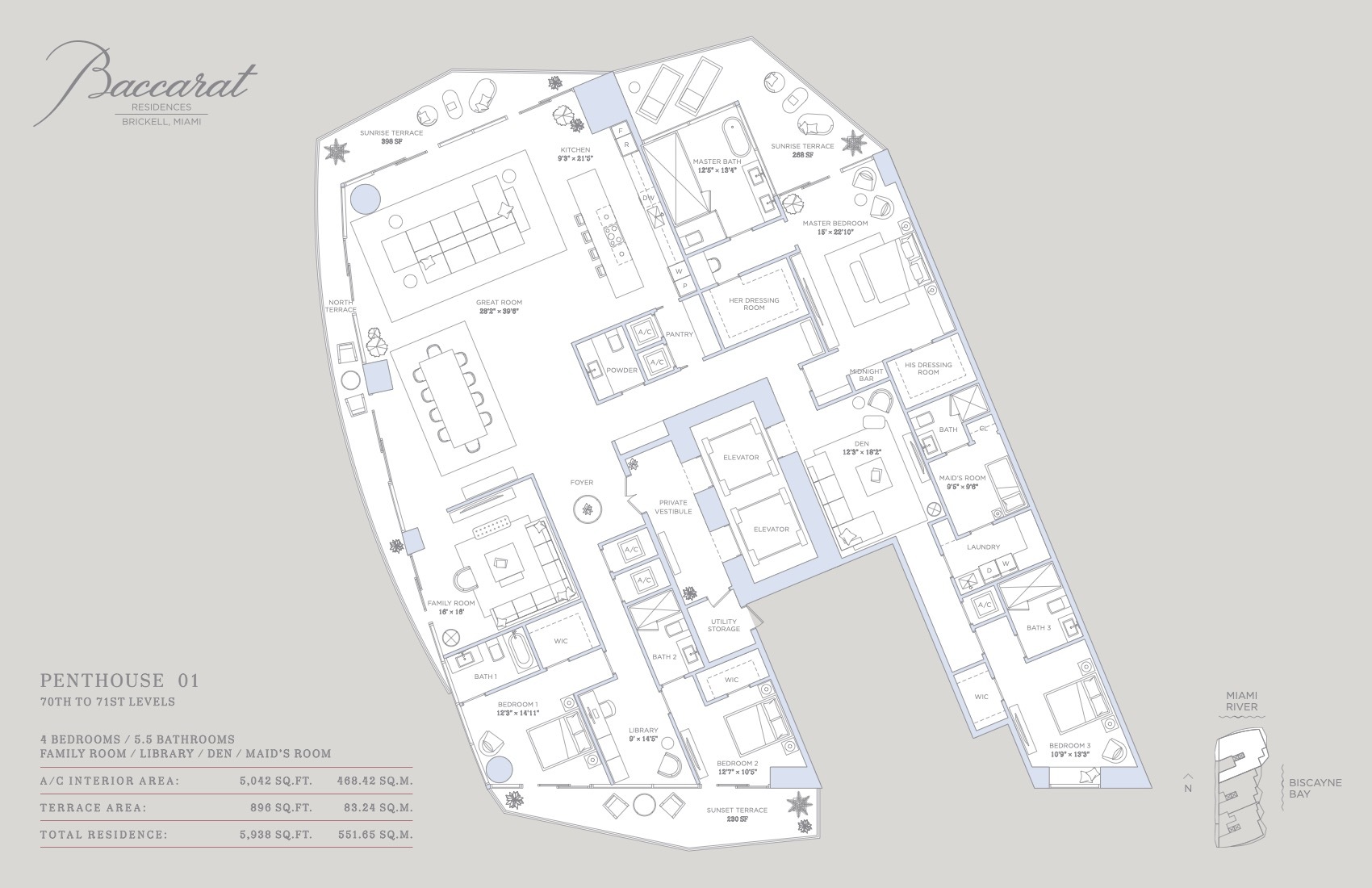 Floor Plan for Baccarat Brickell Floorplans, Penthouse 01