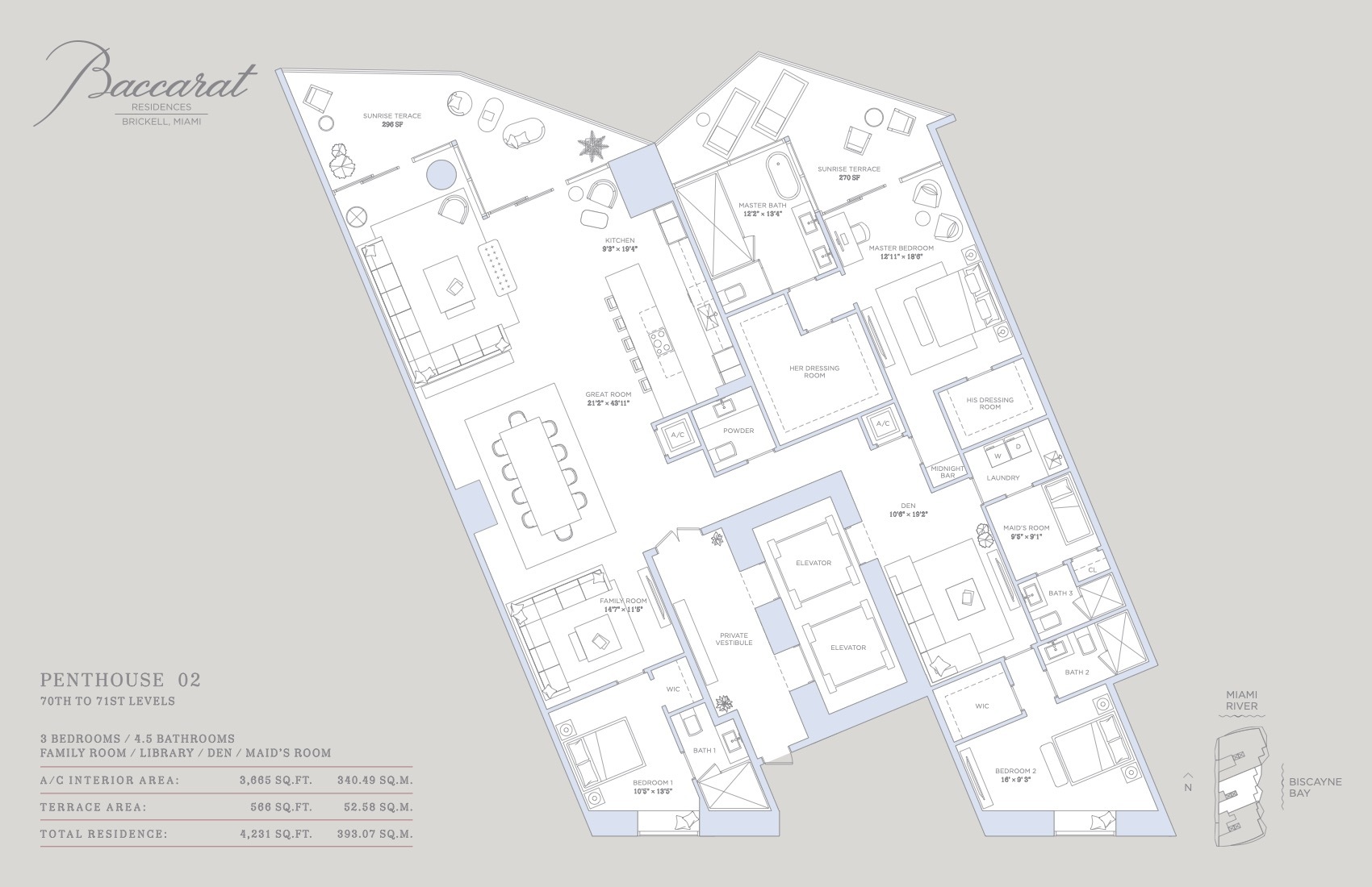 Floor Plan for Baccarat Brickell Floorplans, Penthouse 02
