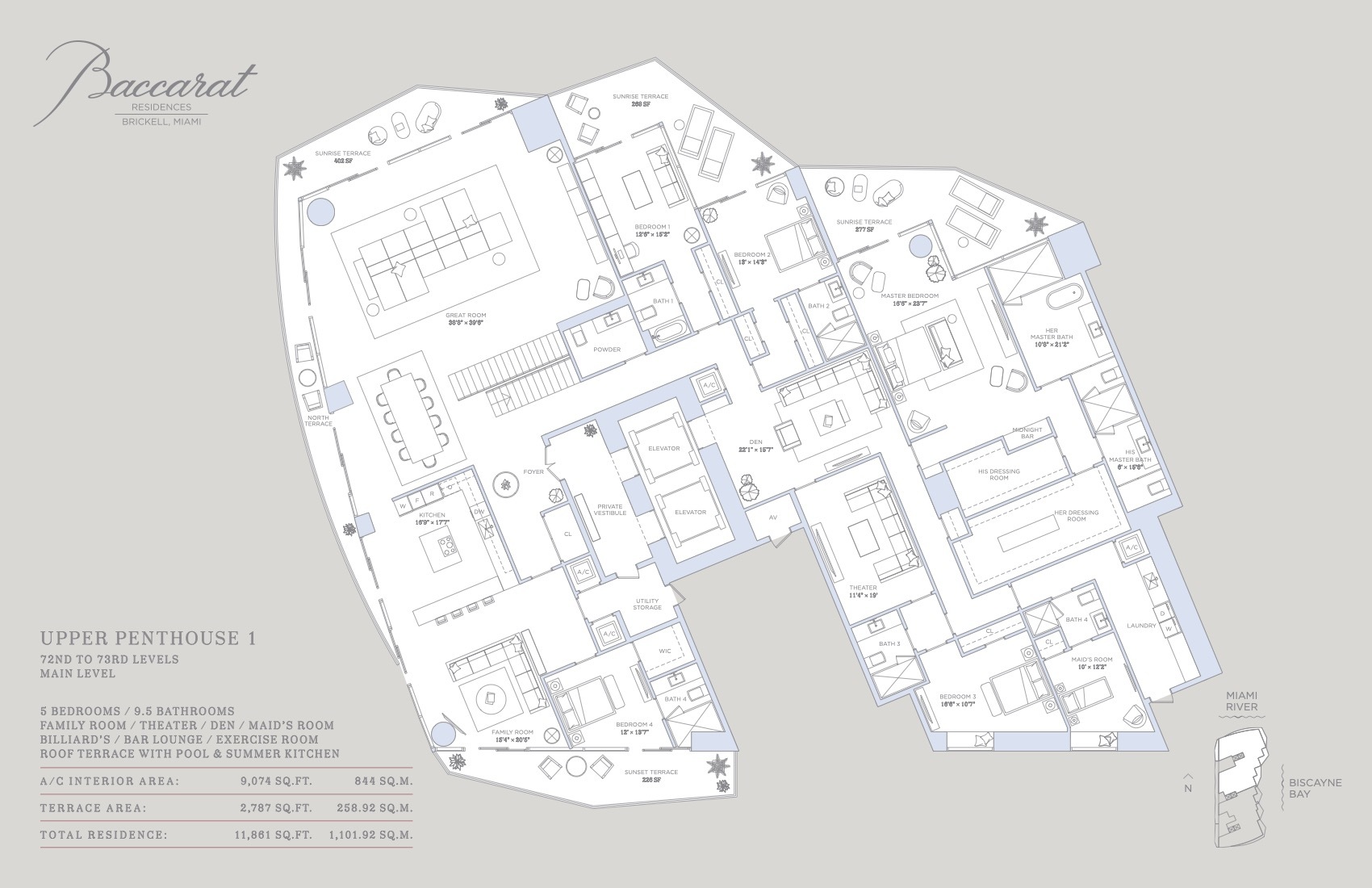 Floor Plan for Baccarat Brickell Floorplans, Upper Penthouse 1
