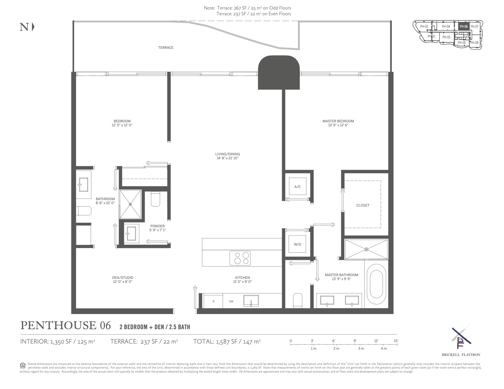 Floor Plan for Brickell Flatiron Floorplans, Penthouse 06
