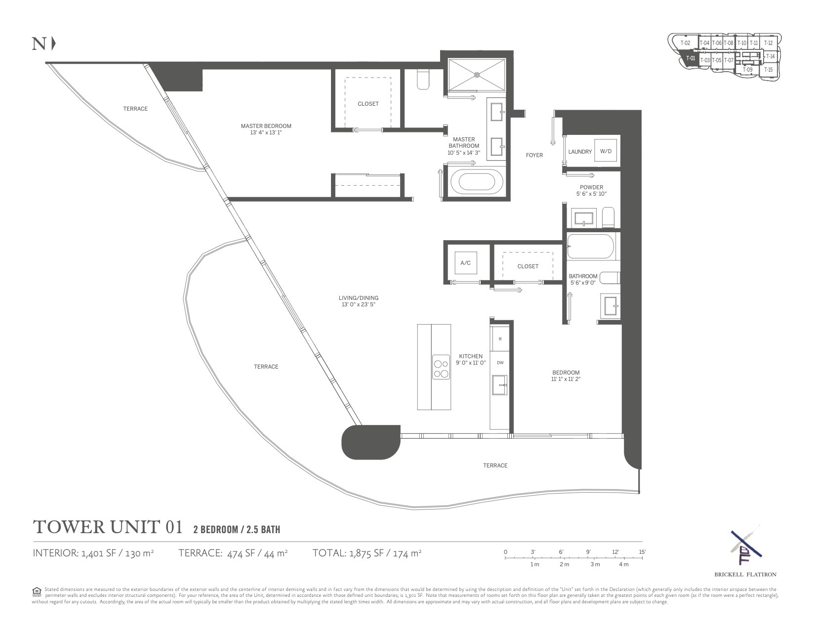 Floor Plan for Brickell Flatiron Floorplans, Tower Unit 01