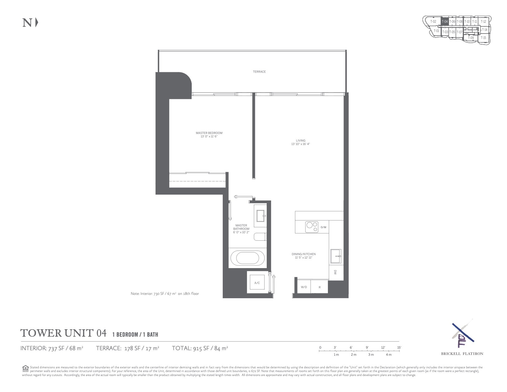 Floor Plan for Brickell Flatiron Floorplans, Tower Unit 04