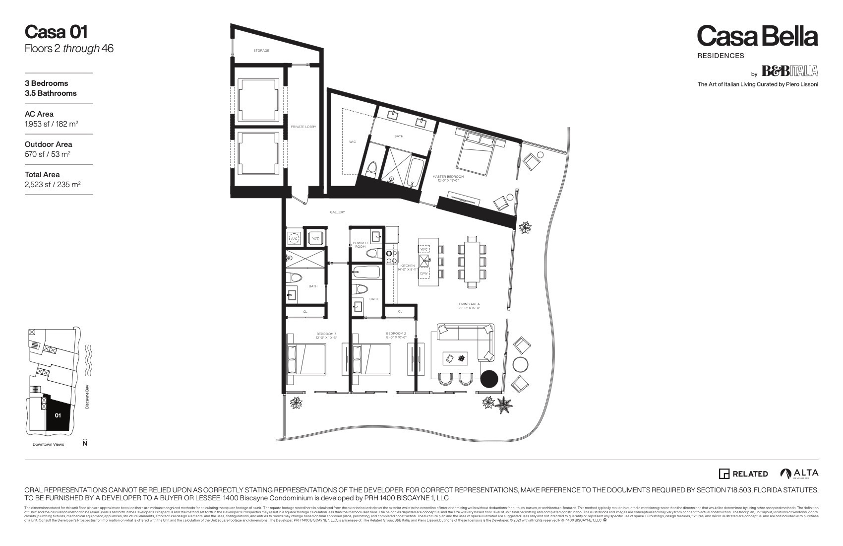 Floor Plan for Casa Bella Downtown Miami Floorplans, Casa 01