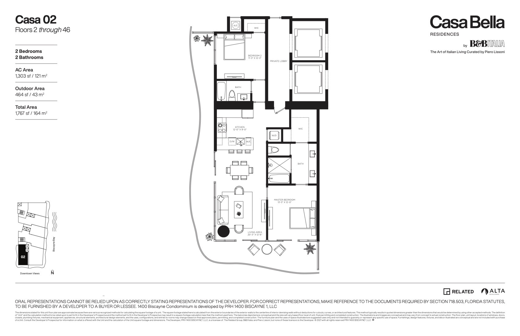 Floor Plan for Casa Bella Downtown Miami Floorplans, Casa 02