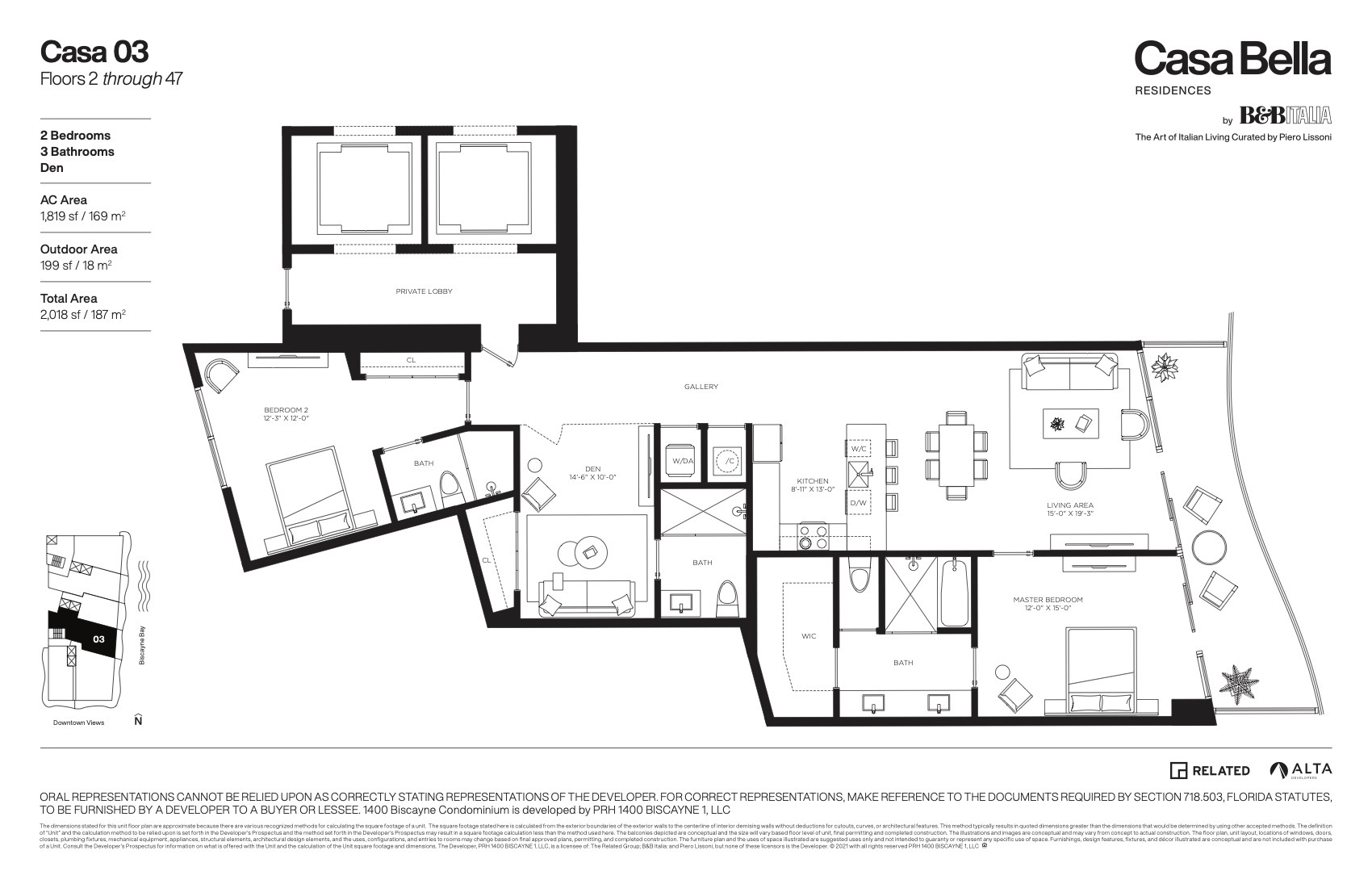 Floor Plan for Casa Bella Downtown Miami Floorplans, Casa 03