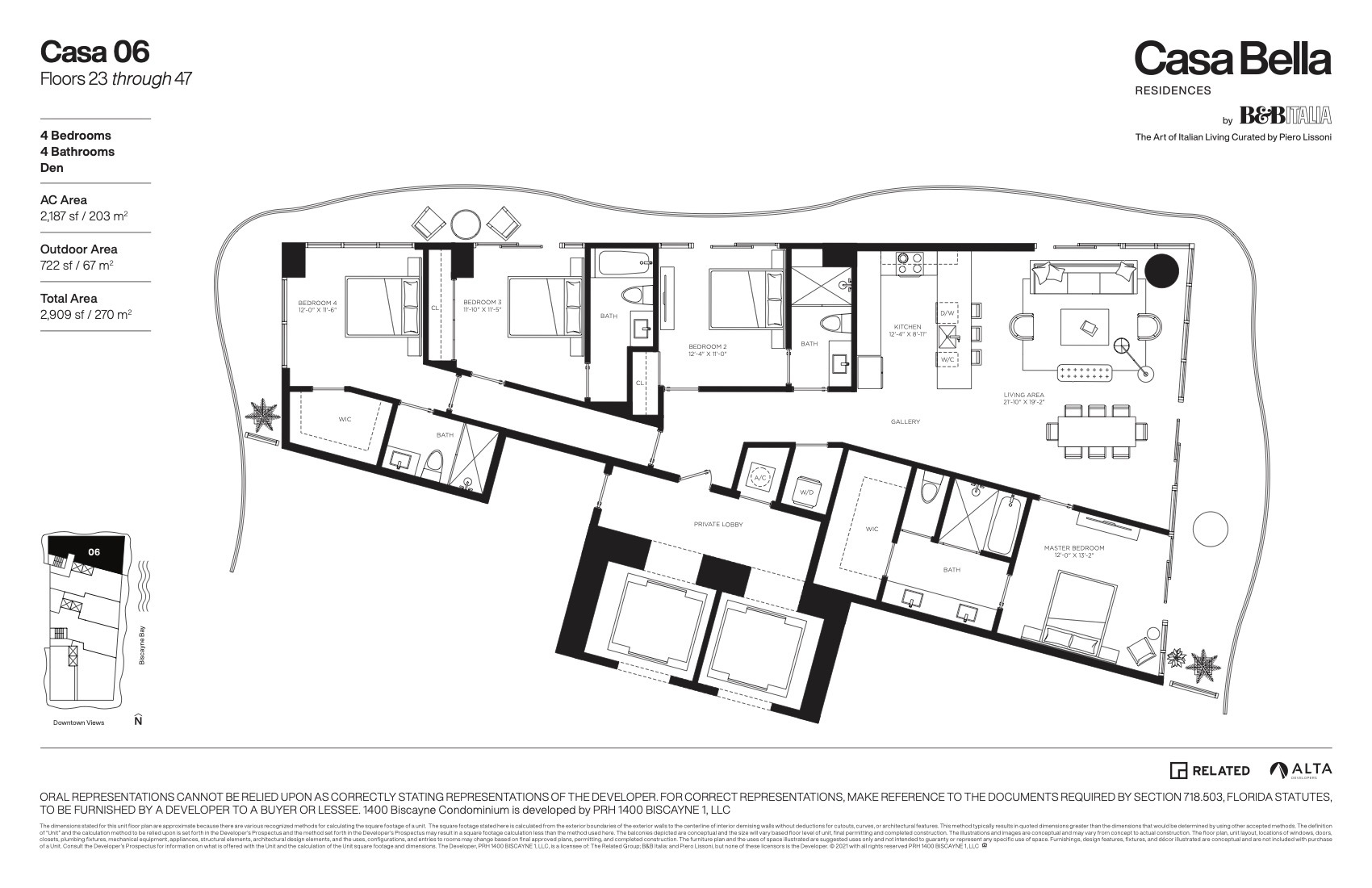 Floor Plan for Casa Bella Downtown Miami Floorplans, Casa 06
