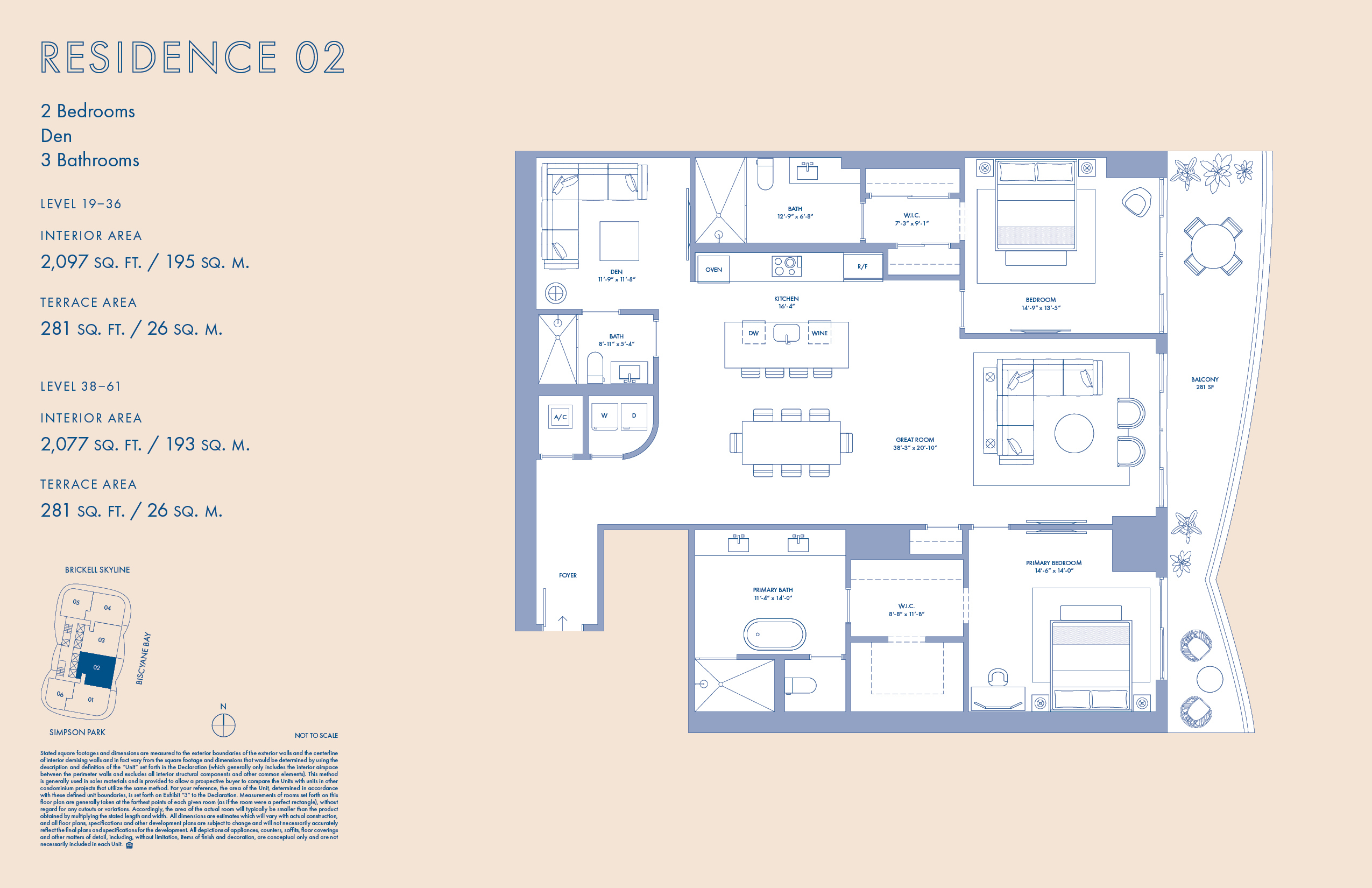 Floor Plan for Cipriani Brickell Floorplans, Residence 02 Levels 19-36