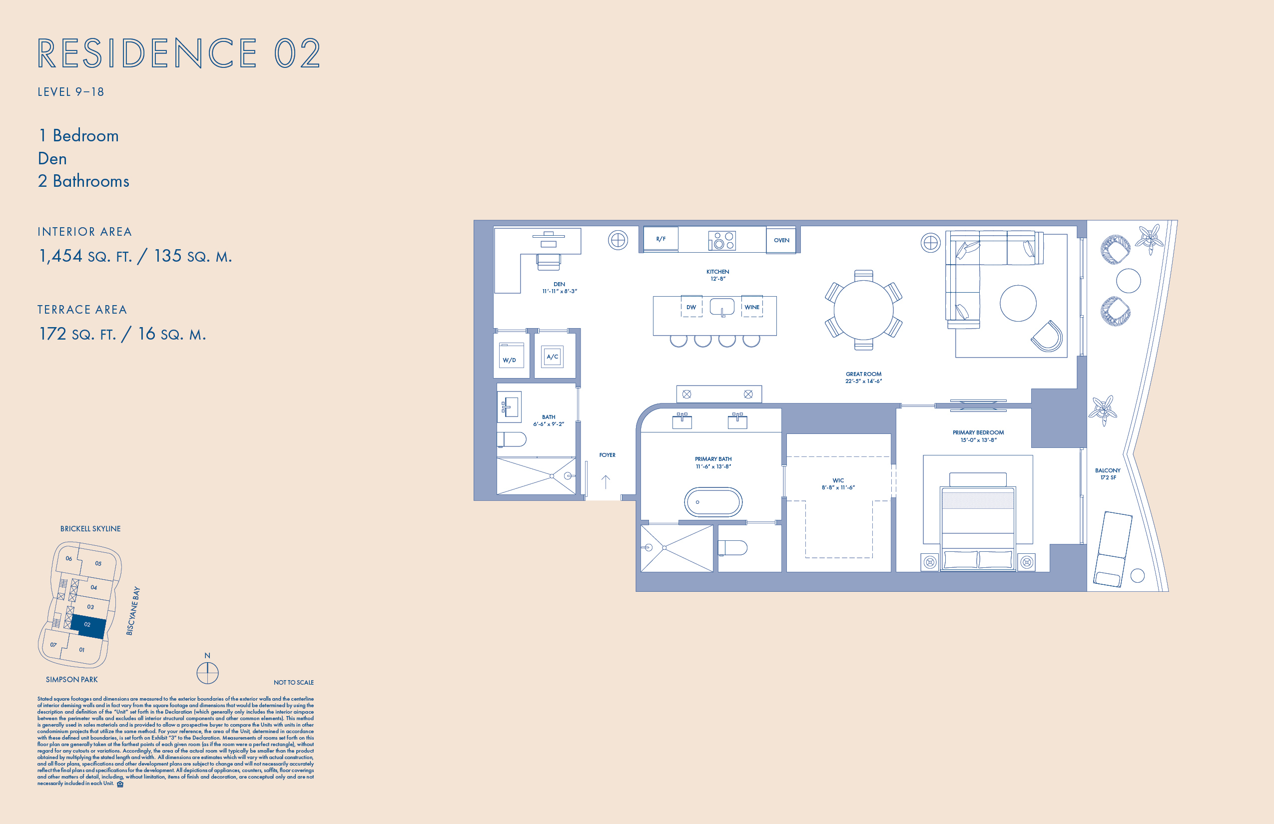 Floor Plan for Cipriani Brickell Floorplans, Residence 02 Level 9-18