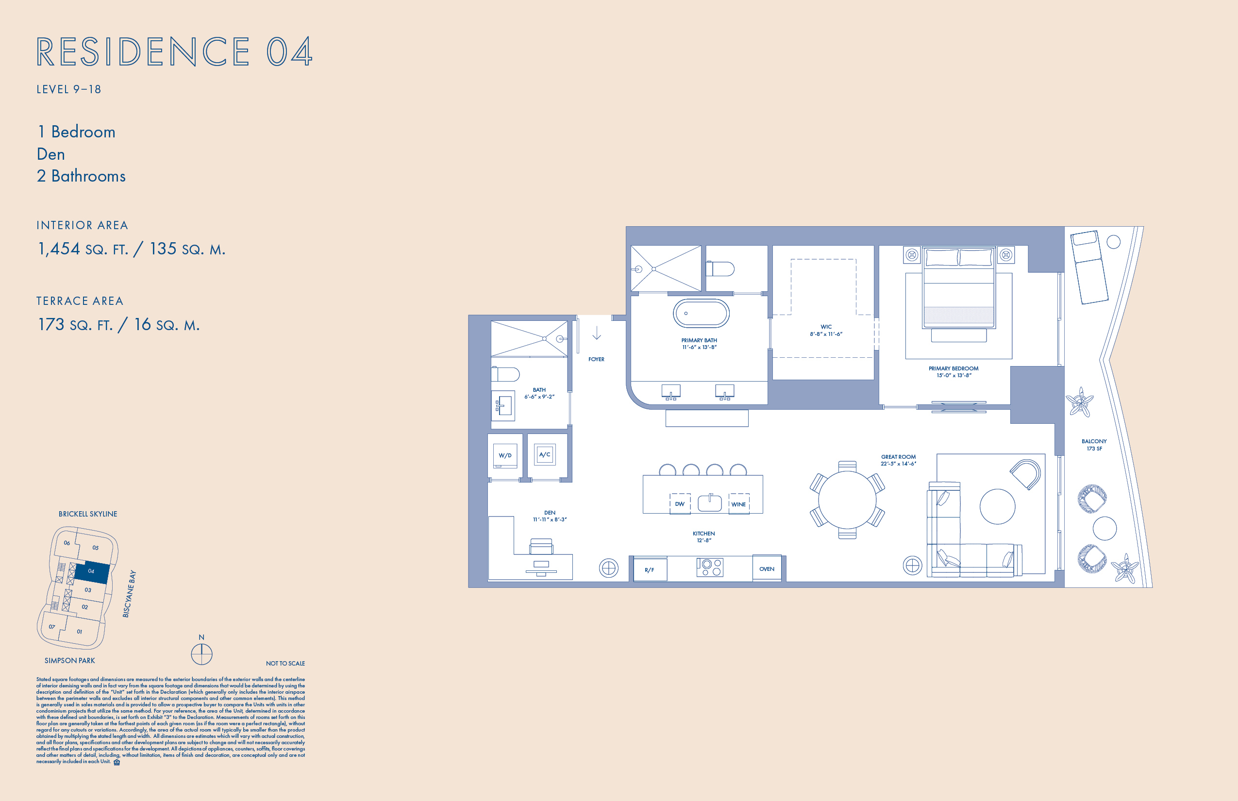 Floor Plan for Cipriani Brickell Floorplans, Residence 04 Levels 9-18