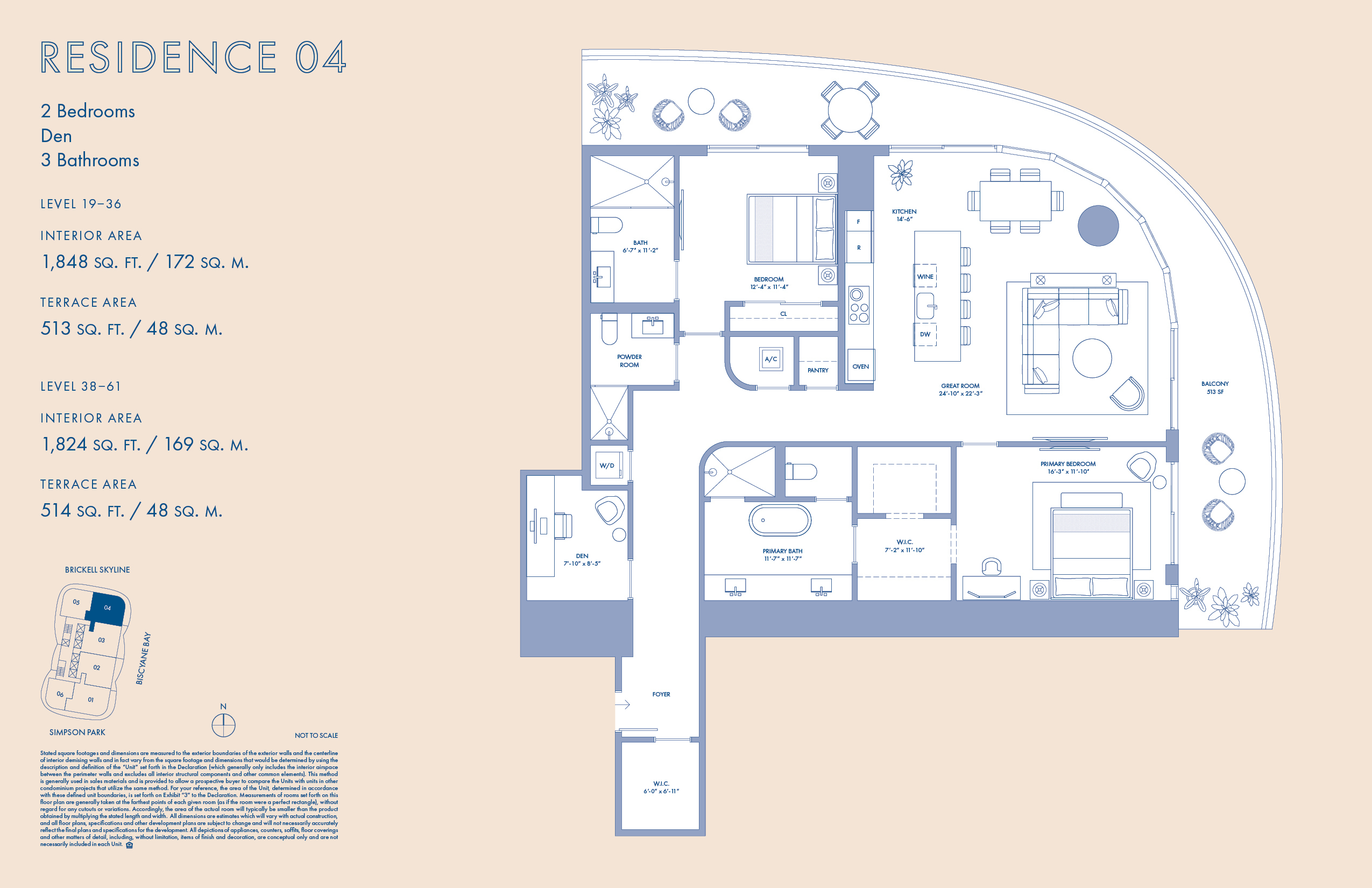 Floor Plan for Cipriani Brickell Floorplans, Residence 04 Levels 9-61