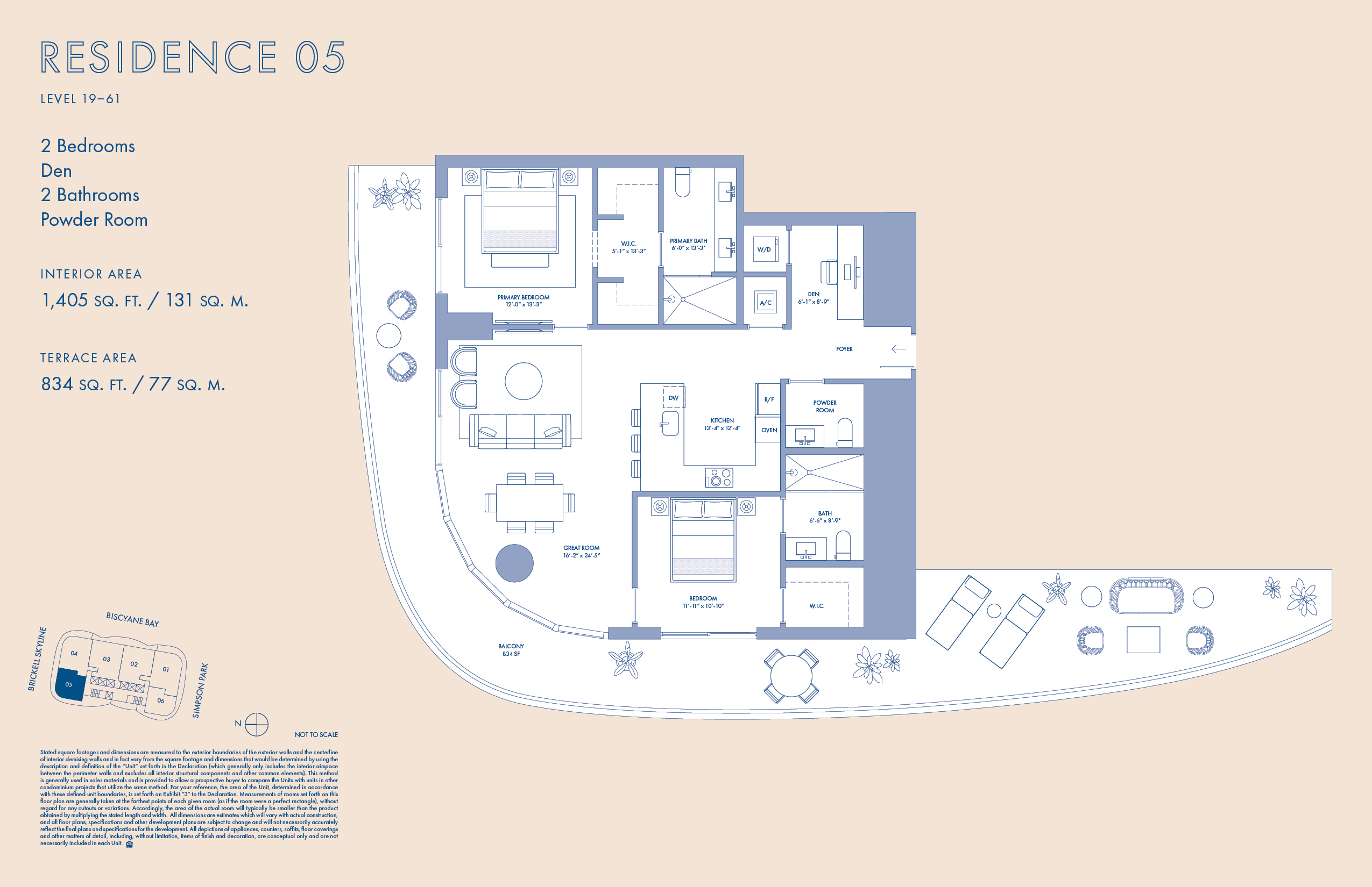 Floor Plan for Cipriani Brickell Floorplans, Residence 05 Levels 19-61