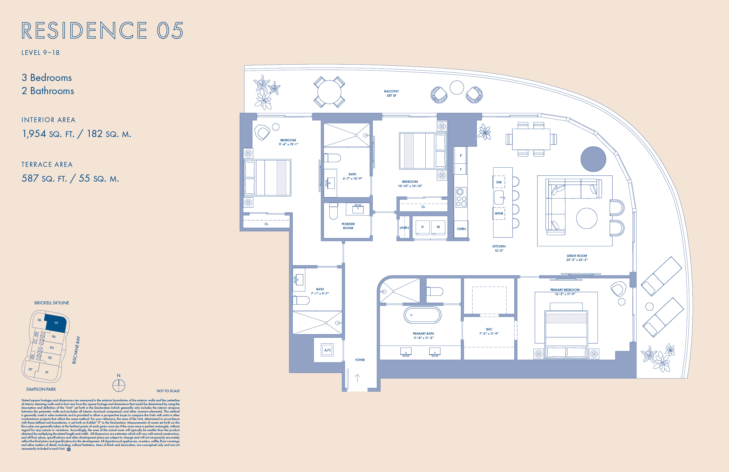 Floor Plan for Cipriani Brickell Floorplans, Residence 05 Levels 9-18