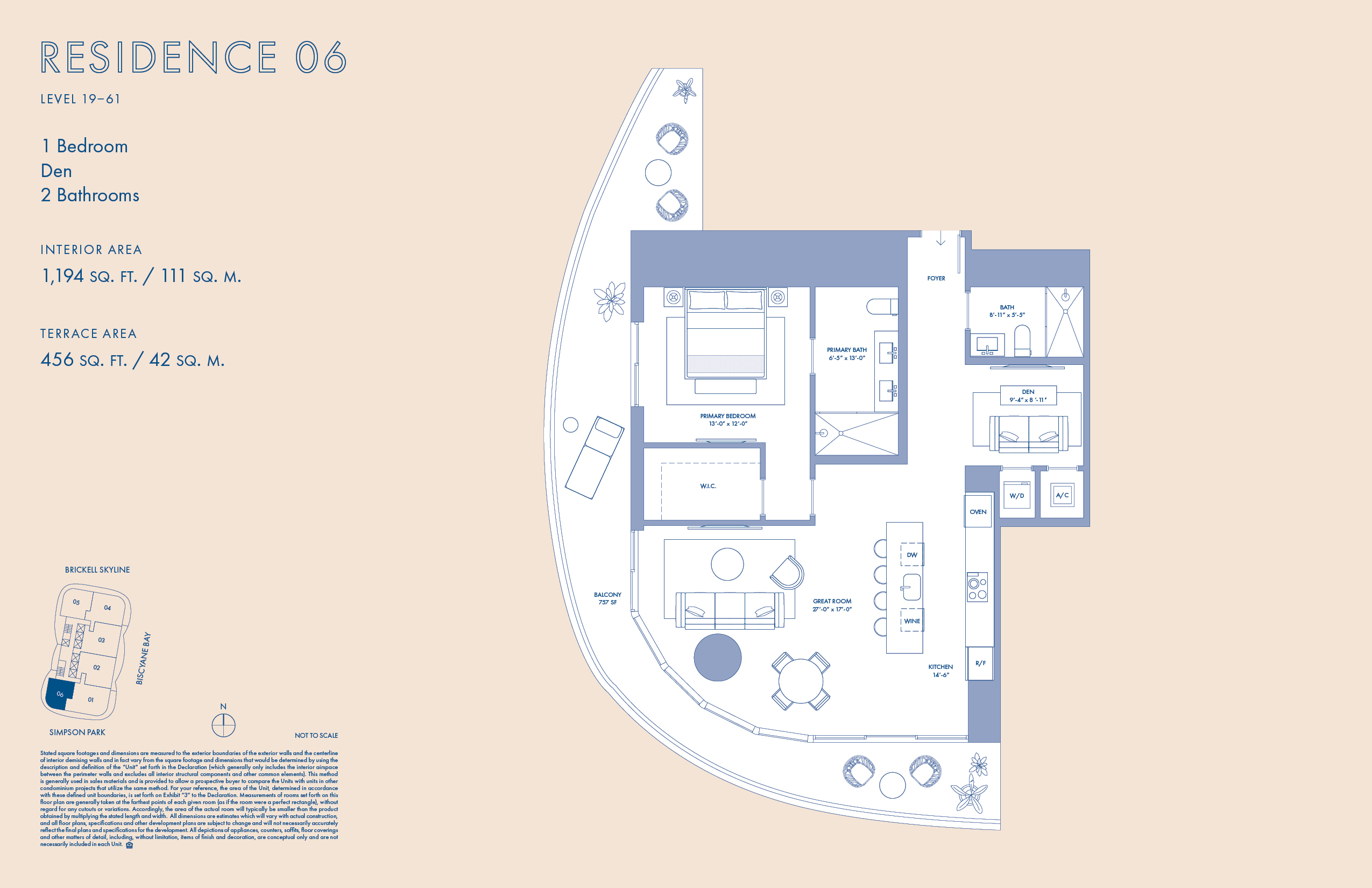 Floor Plan for Cipriani Brickell Floorplans, Residence 06 Levels 19-61
