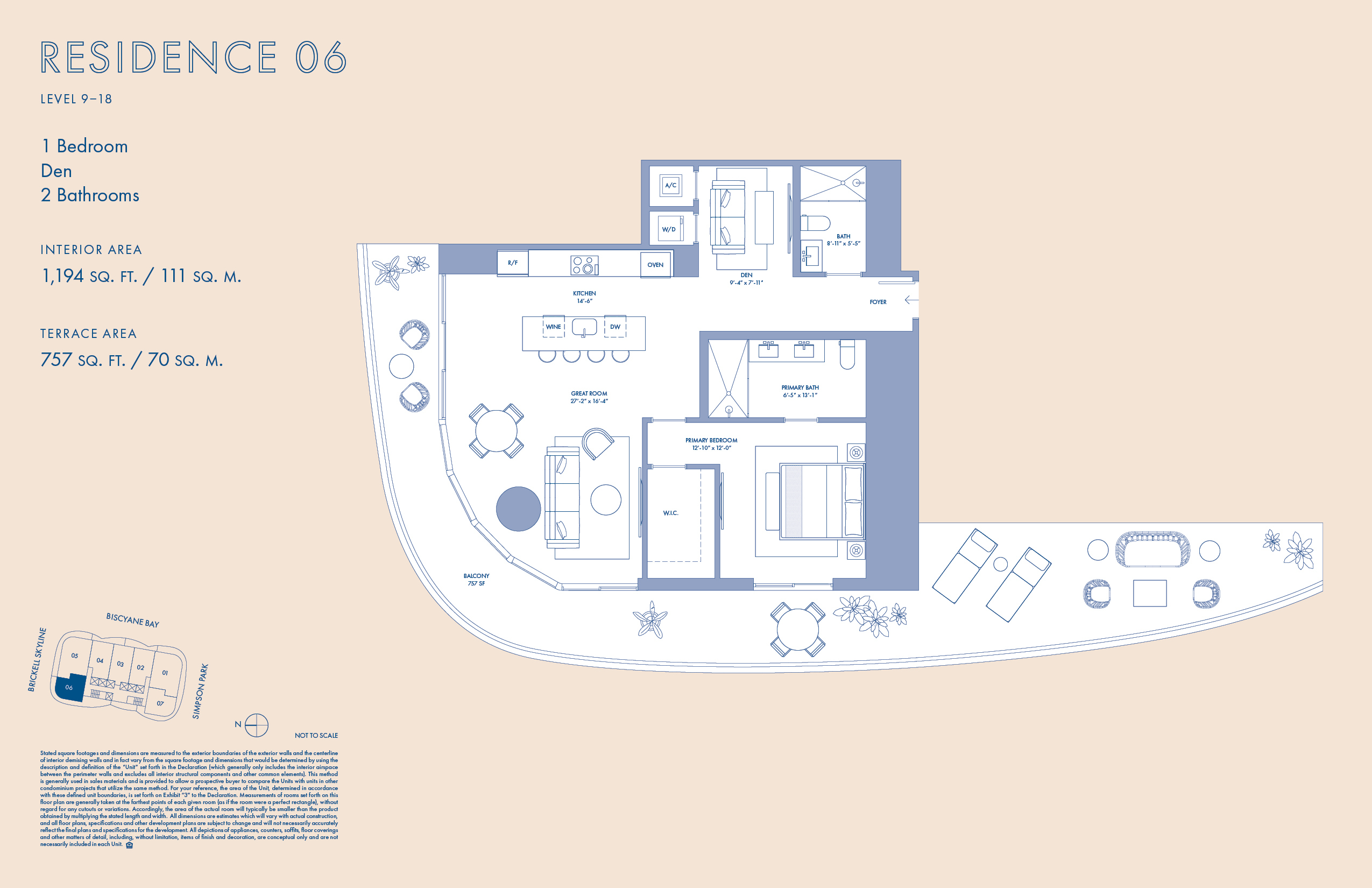 Floor Plan for Cipriani Brickell Floorplans, Residence 06 Levels 9-18