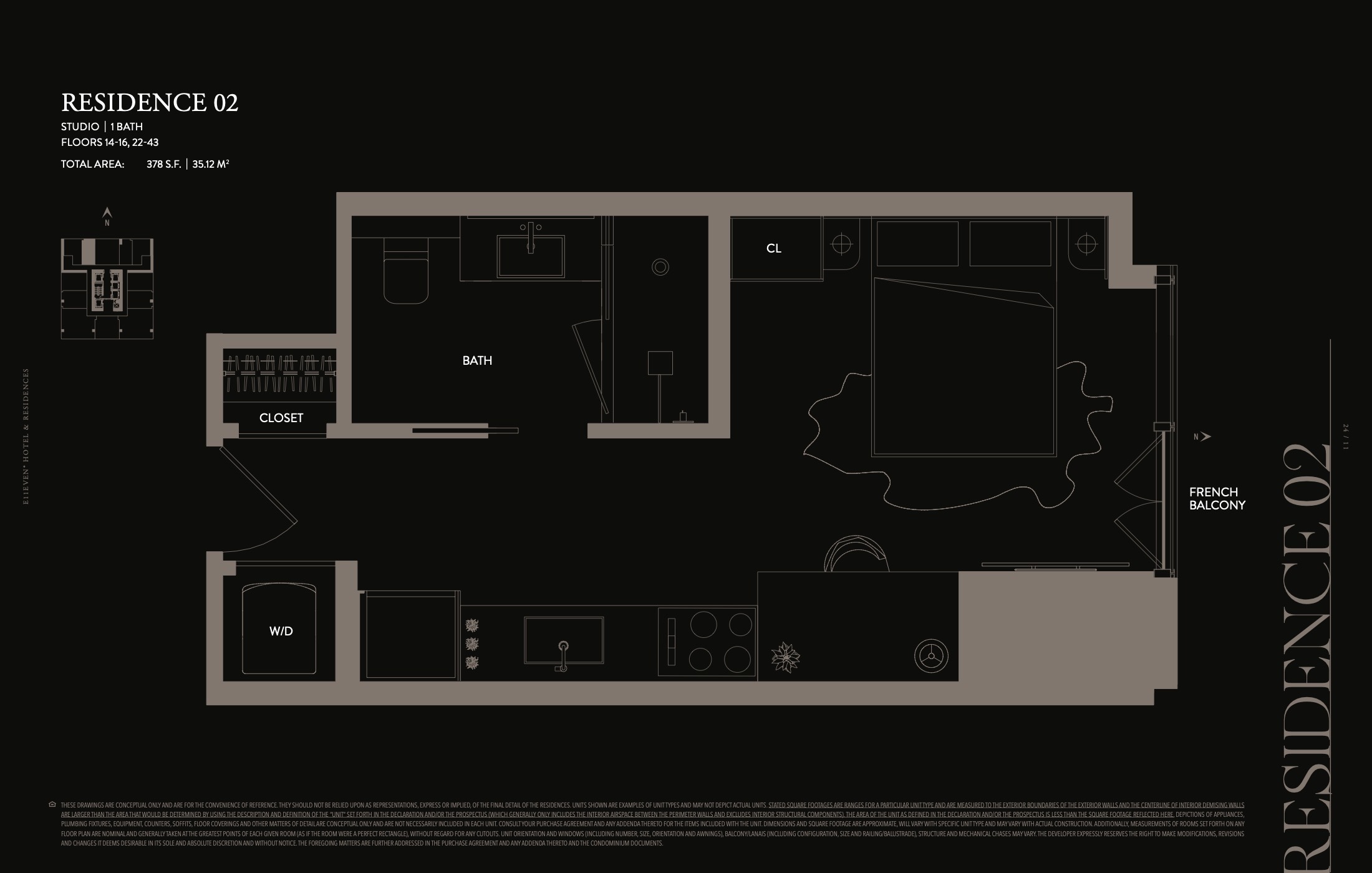 Floor Plan for E11even Residences Miami Floorplans, Residence 02