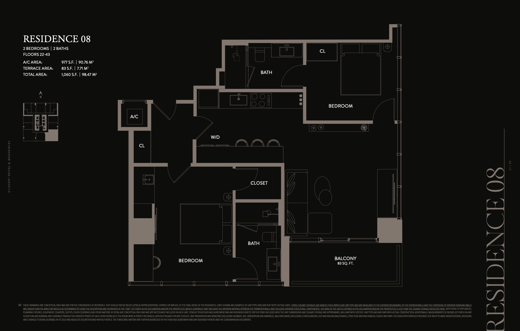 Floor Plan for E11even Residences Miami Floorplans, Residence 08