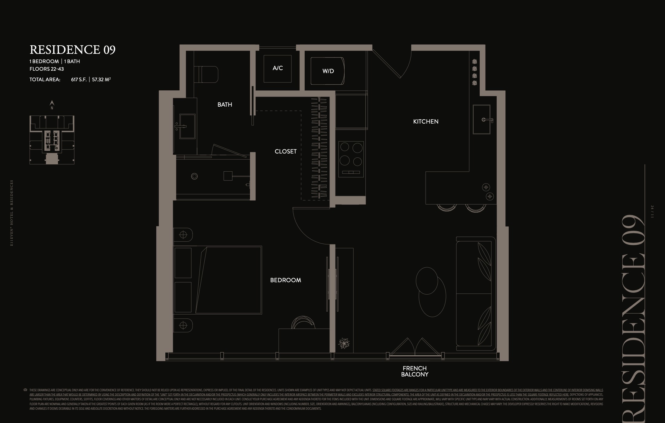 Floor Plan for E11even Residences Miami Floorplans, Residence 09