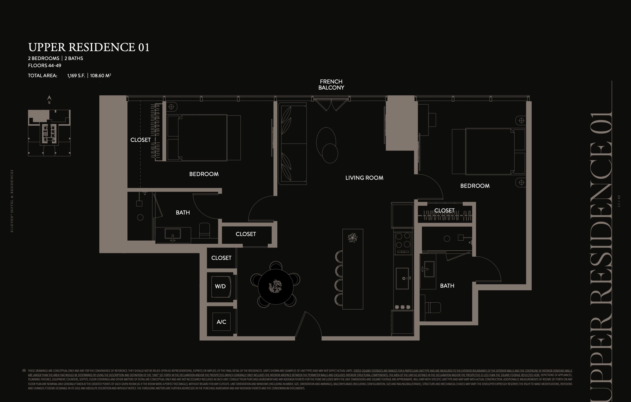 Floor Plan for E11even Residences Miami Floorplans, Upper Residence 01