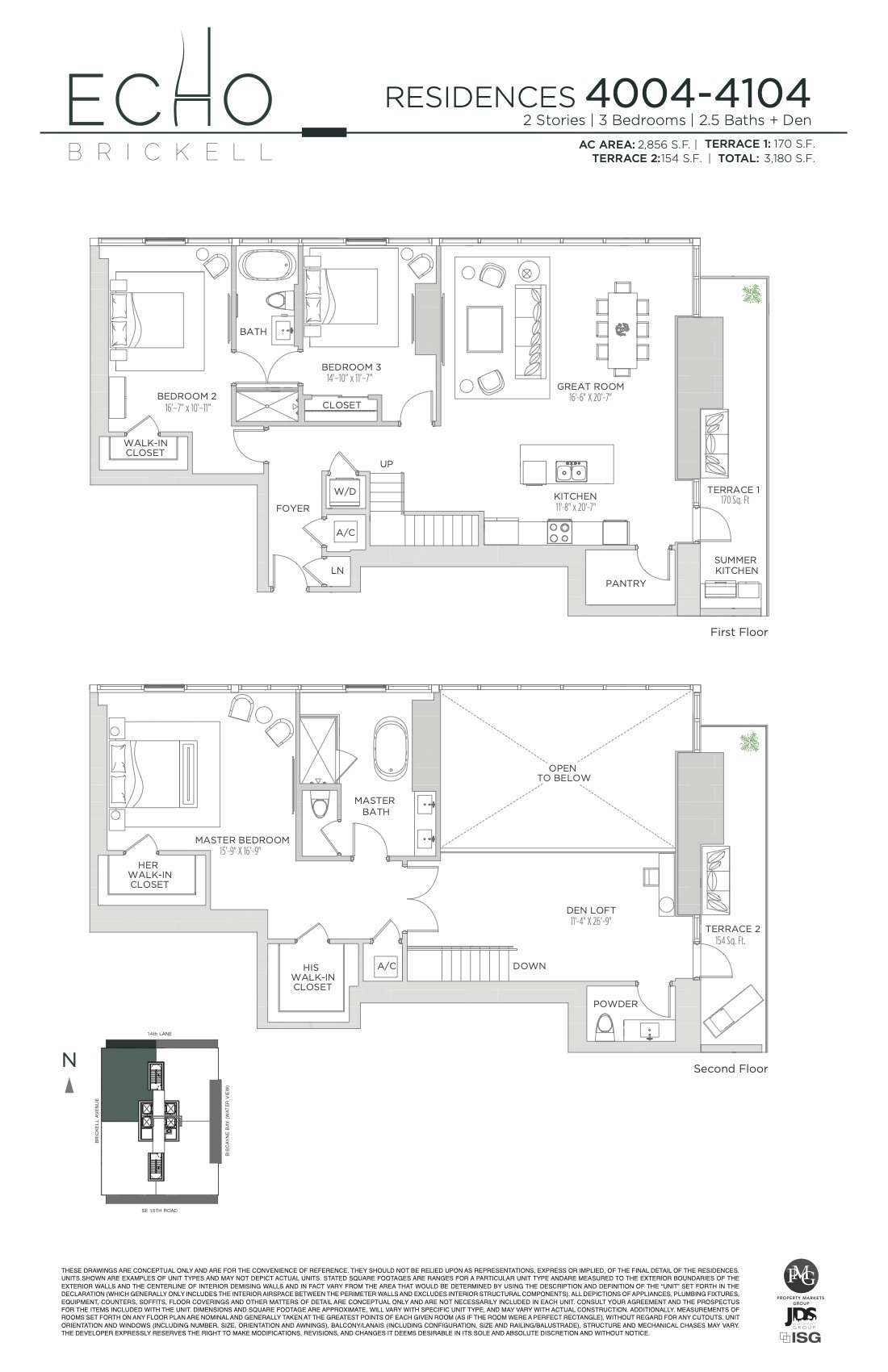 Floor Plan for Echo Brickell Floorplans, Residences 4004 4104
