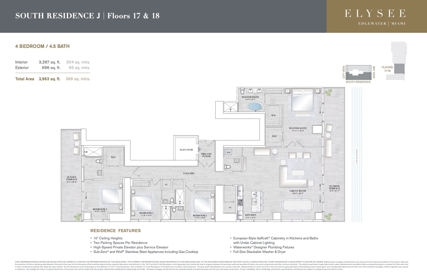 Floor Plan for Elysee Miami Floorplans, South Residence J