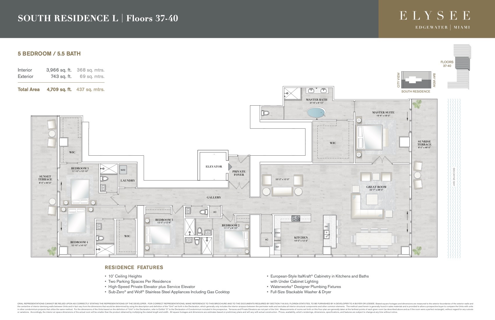 Floor Plan for Elysee Miami Floorplans, South Residence L